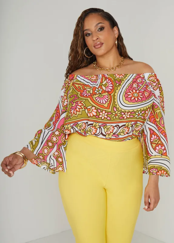 Off The Shoulder Paisley Blouse sold by Ashley Stewart