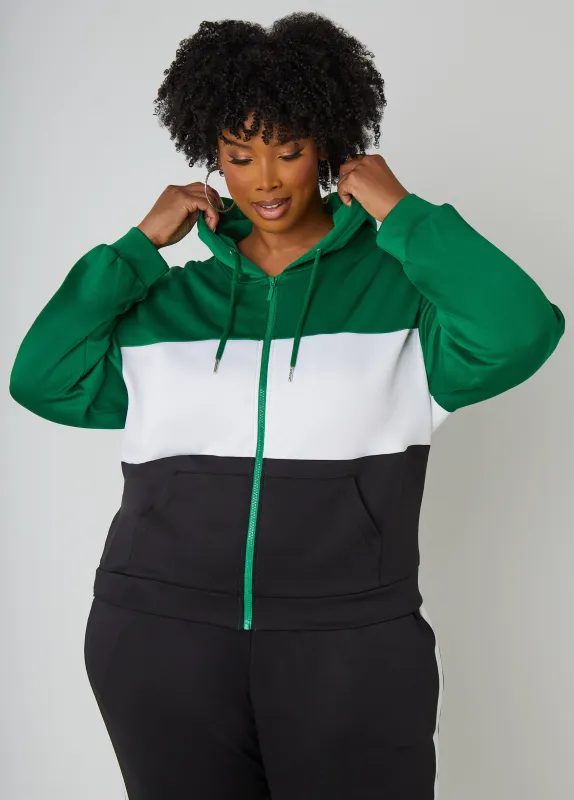 Hooded Colorblocked Jacket sold by Ashley Stewart
