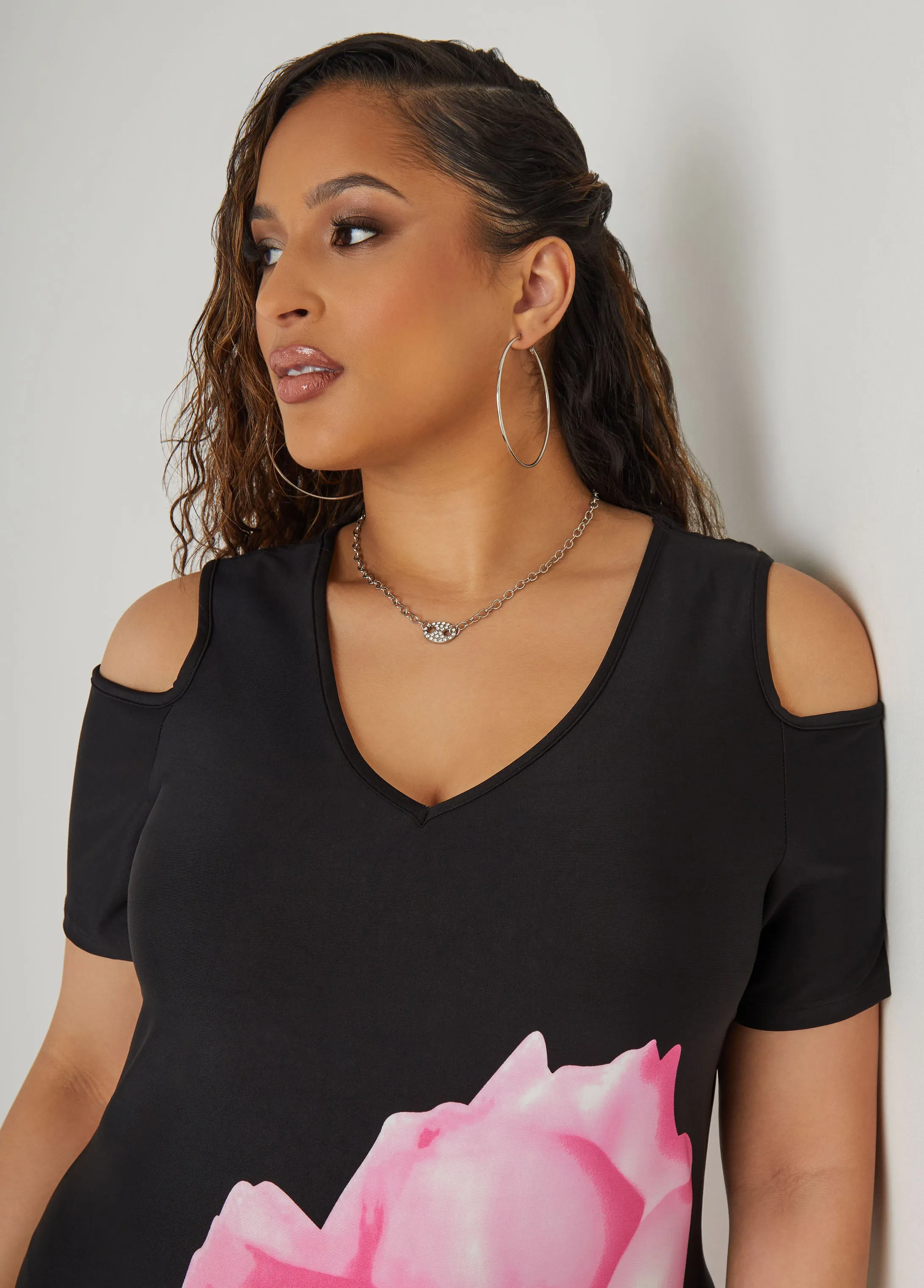 Cold Shoulder Rose Maxi Dress sold by Ashley Stewart product image thumbnail 4