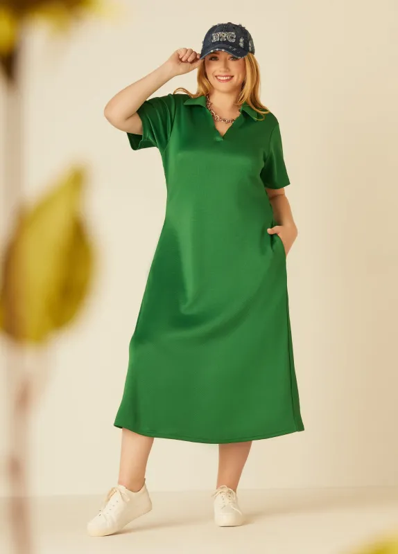 V Neck Polo Maxi Dress sold by Ashley Stewart