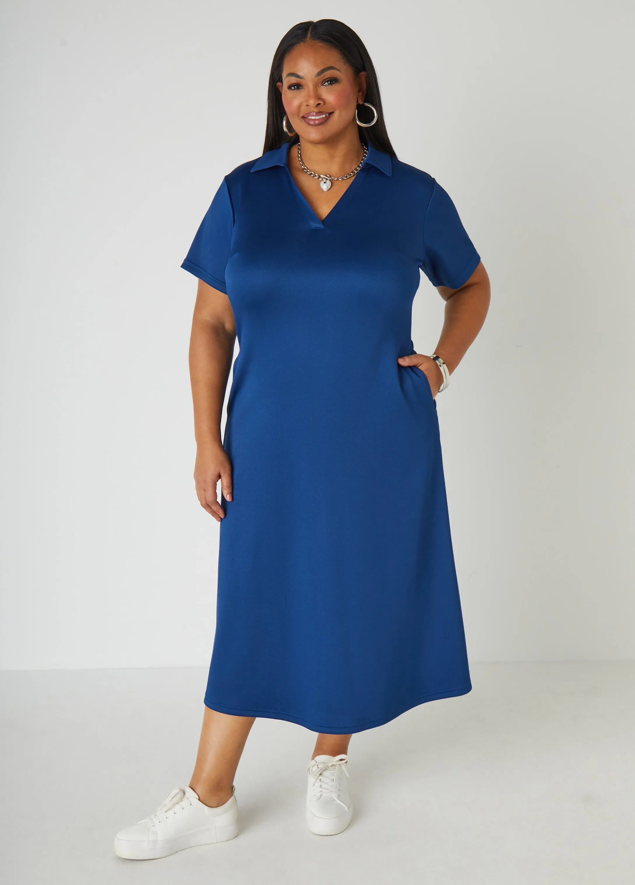 V Neck Polo Maxi Dress sold by Ashley Stewart product image thumbnail 5