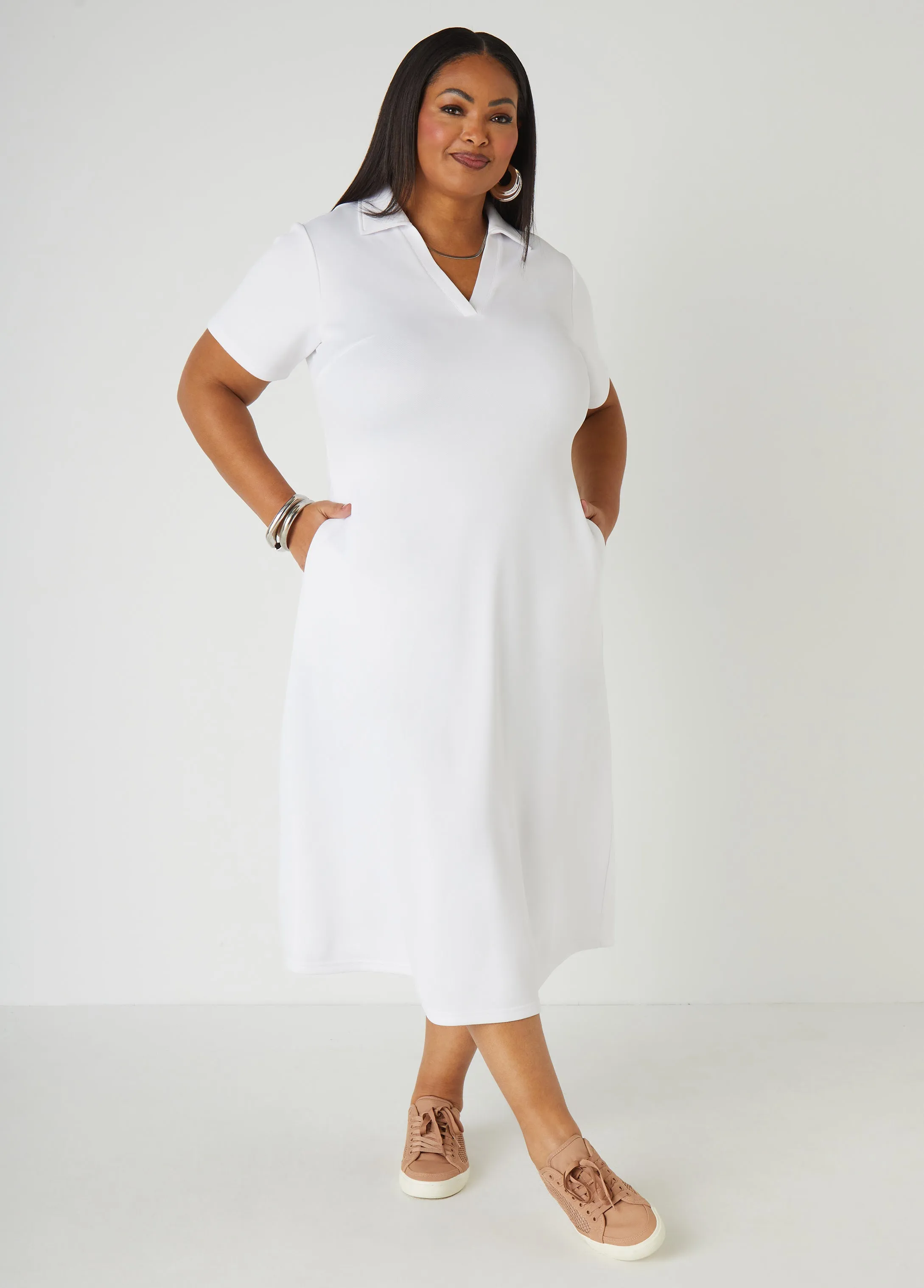 V Neck Maxi Polo Dress sold by Ashley Stewart