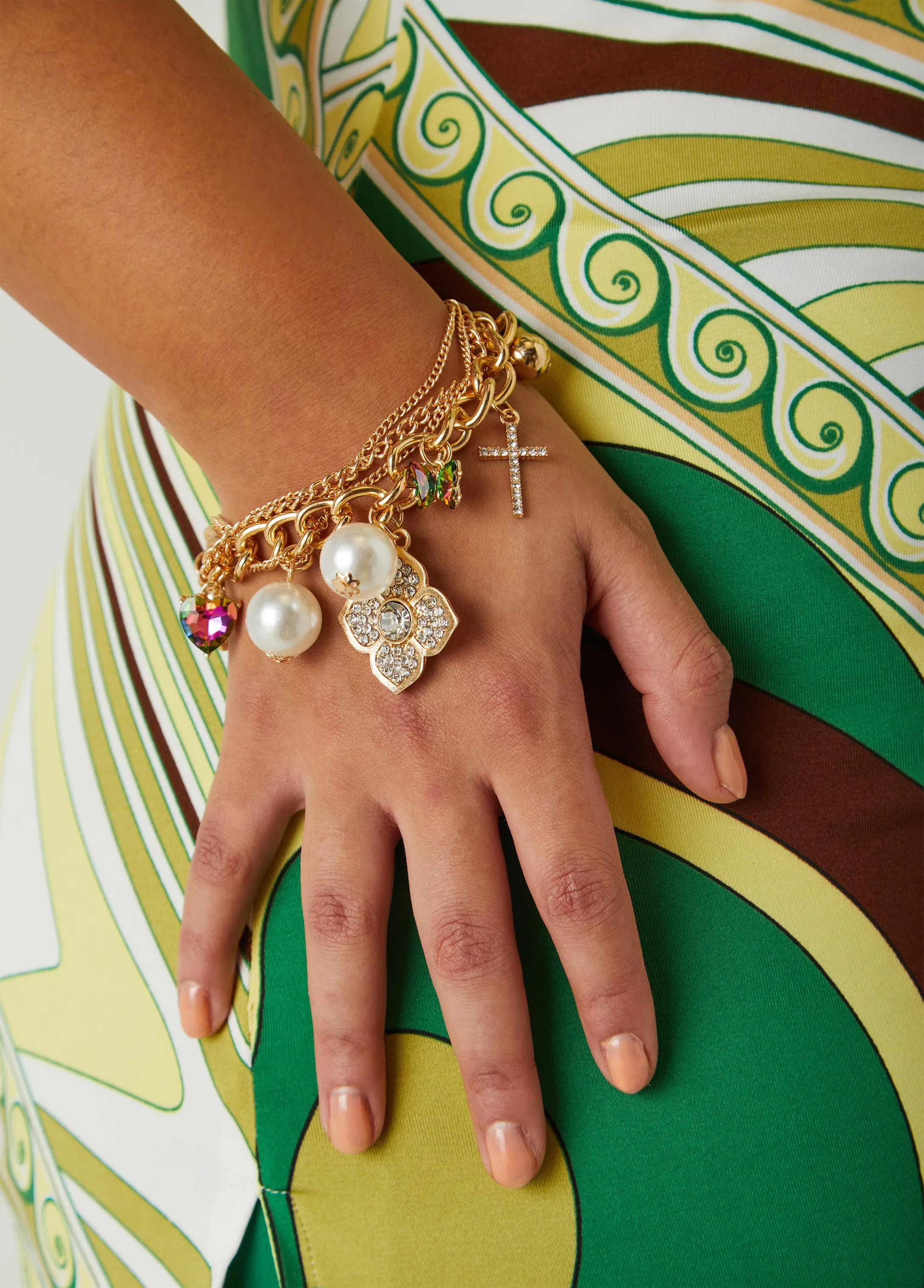 Layered Gold Tone Charm Bracelet sold by Ashley Stewart