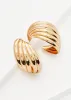 Ribbed Gold Tone Hoop Earrings sold by Ashley Stewart