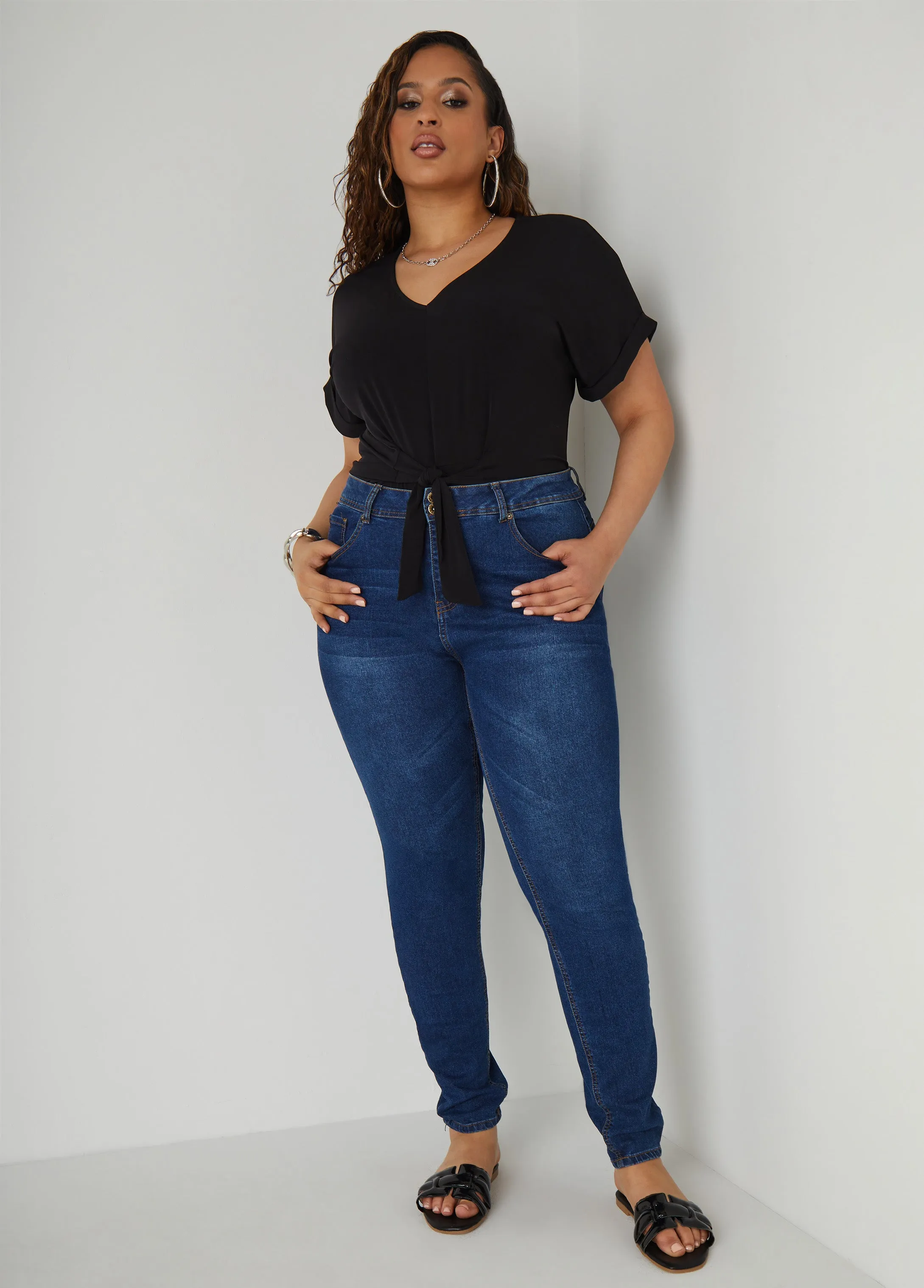 Tie Front Stretch Knit Top sold by Ashley Stewart product image thumbnail 3