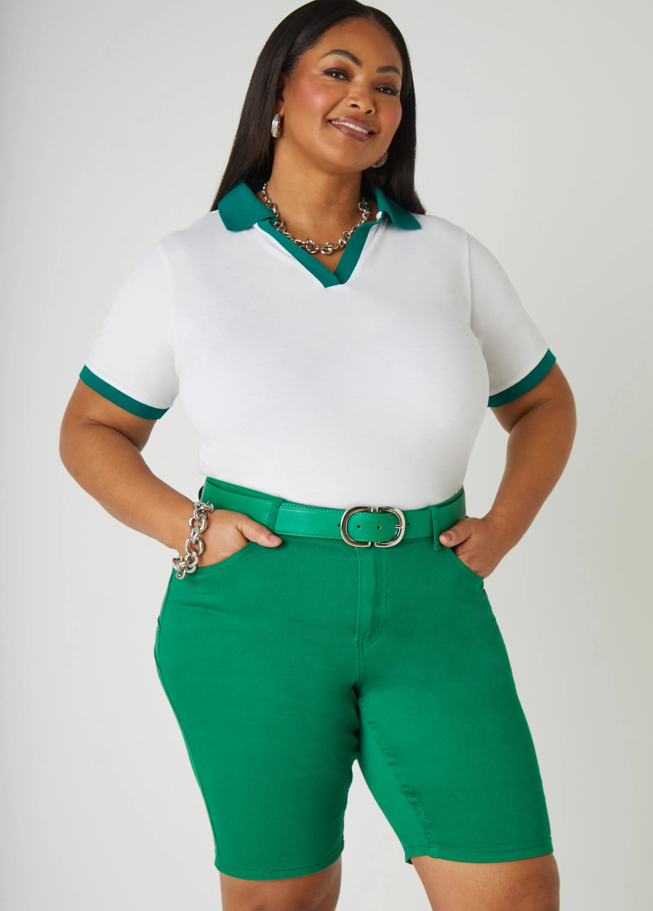 Buckle Detailed Faux Leather Belt sold by Ashley Stewart