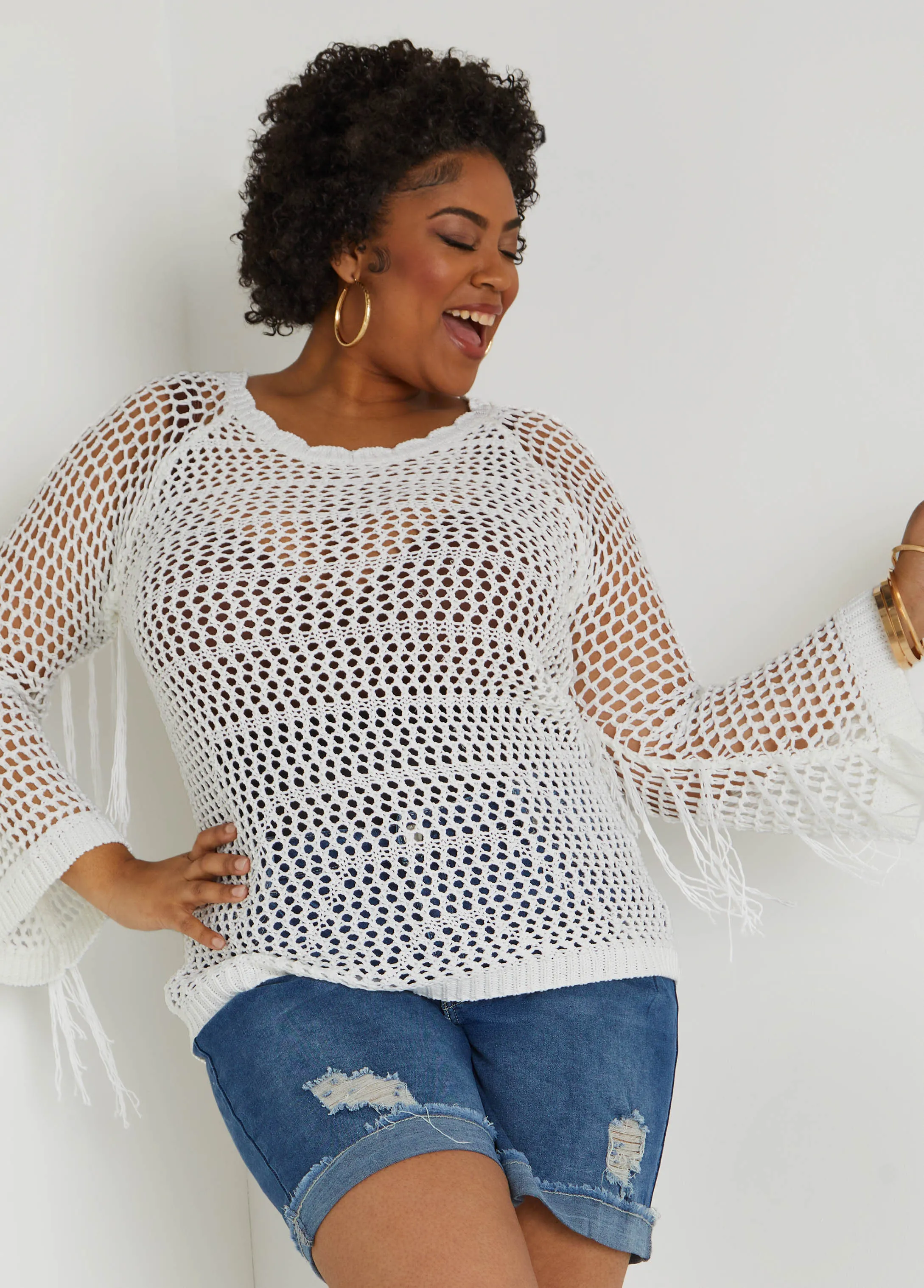 Crochet Knit Top sold by Ashley Stewart product image thumbnail 3