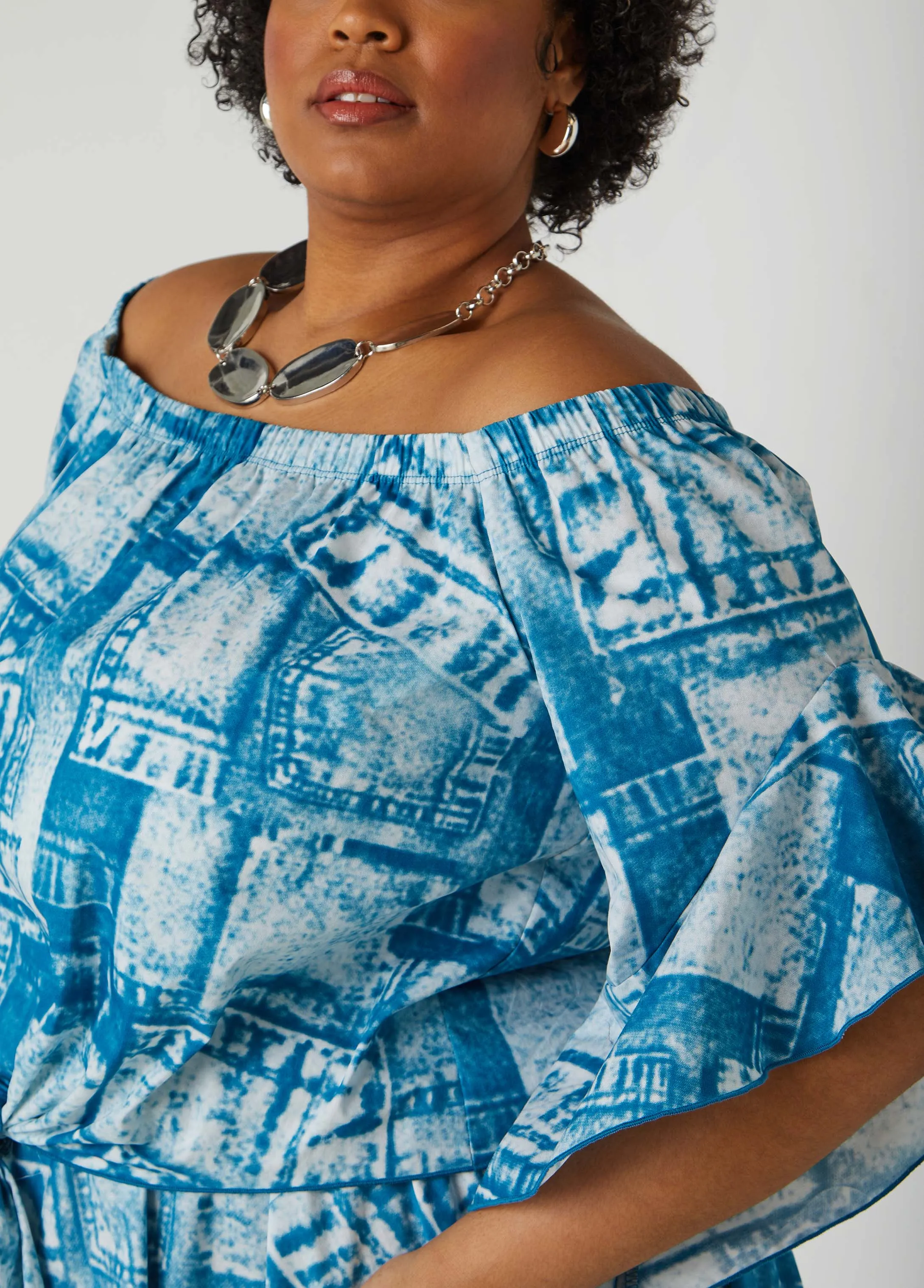 Off The Shoulder Denim Print Top sold by Ashley Stewart product image thumbnail 4