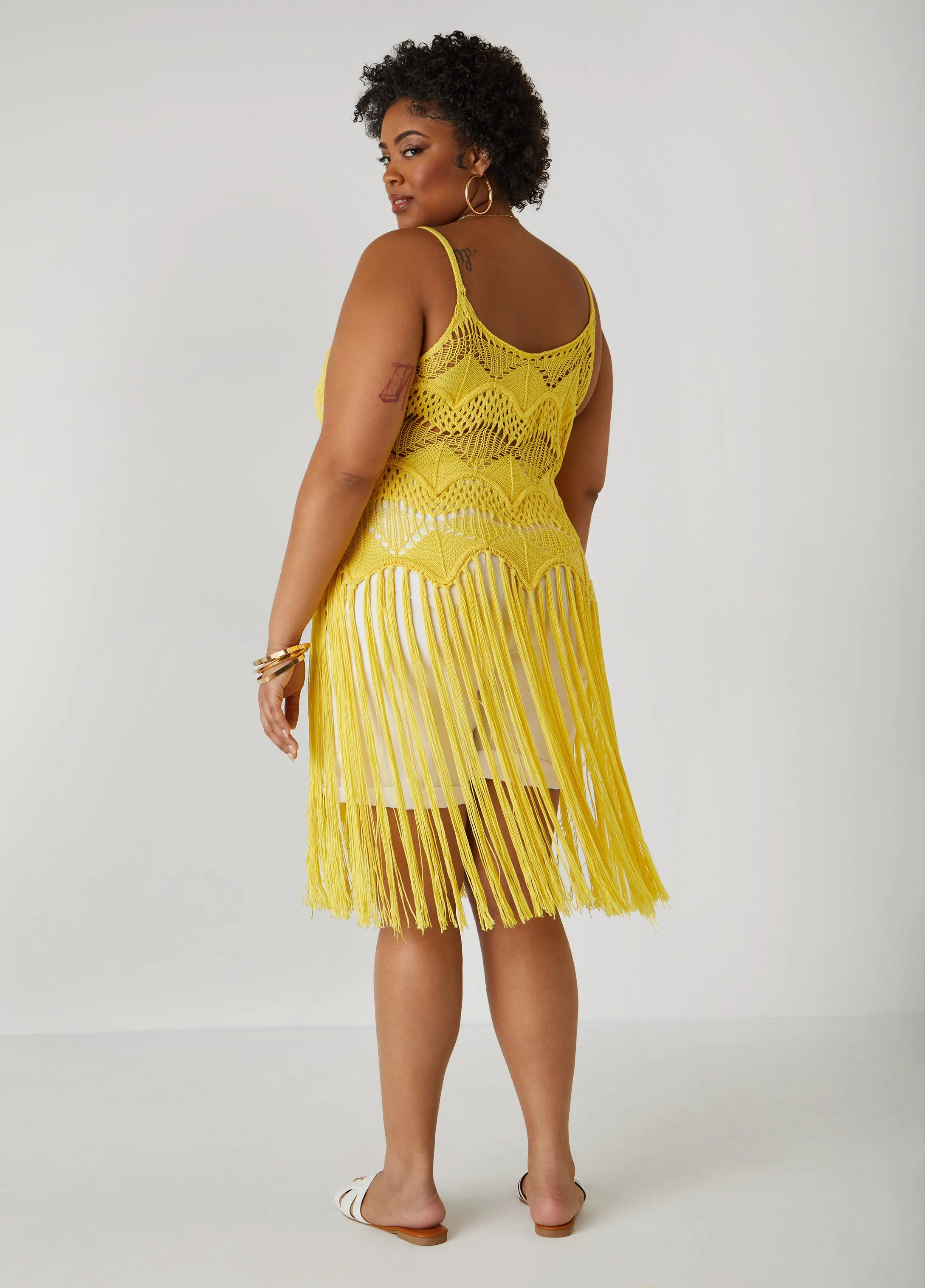 Crochet Knit Fringed Top sold by Ashley Stewart product image thumbnail 5