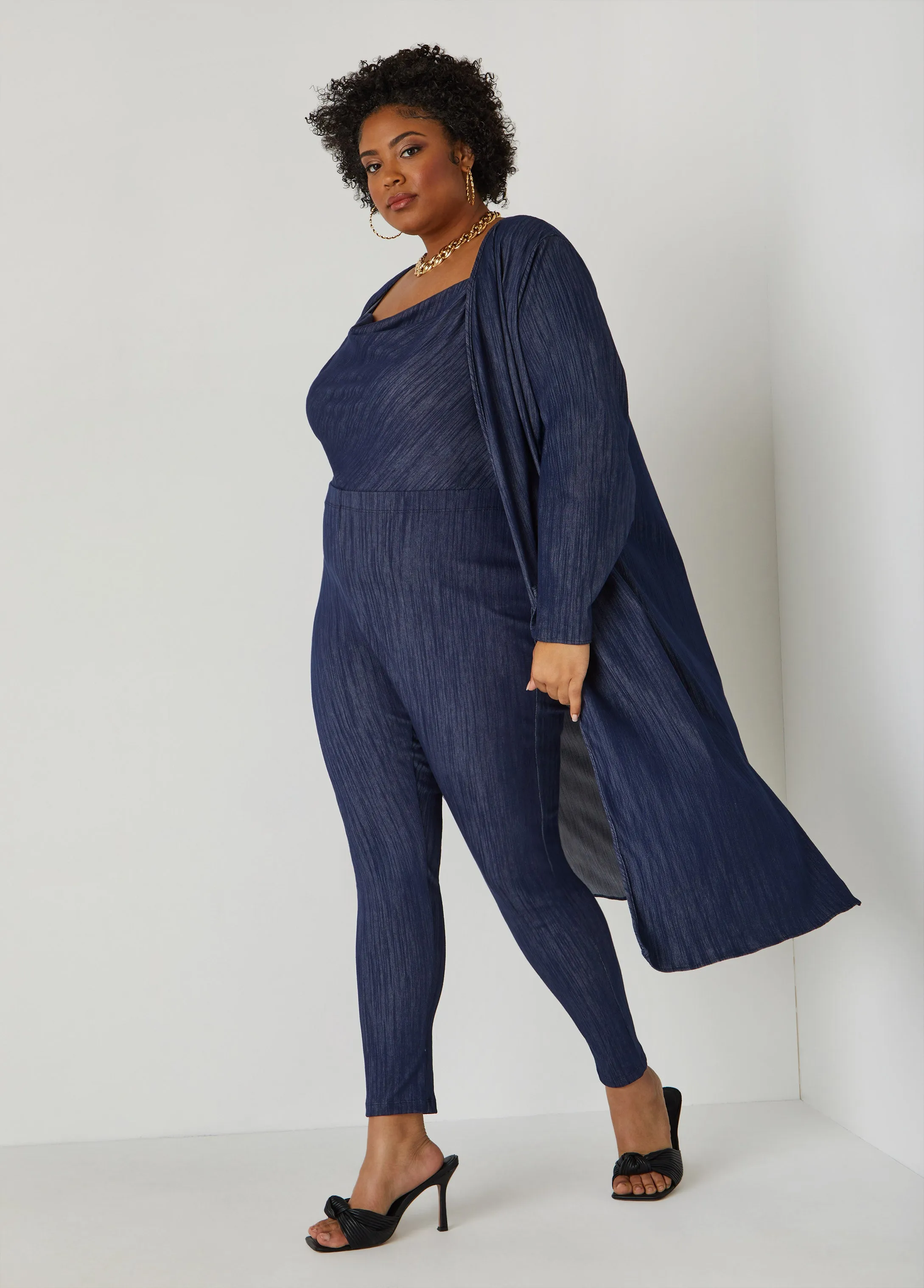 Textured Denim Duster sold by Ashley Stewart product image thumbnail 3