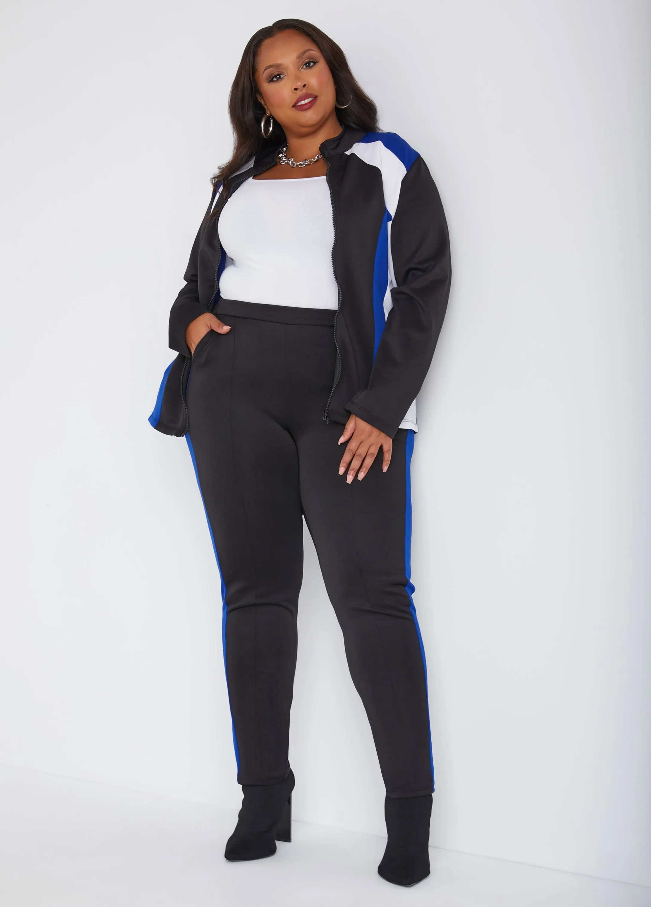 Colorblock Zipped Track Jacket sold by Ashley Stewart product image thumbnail 4