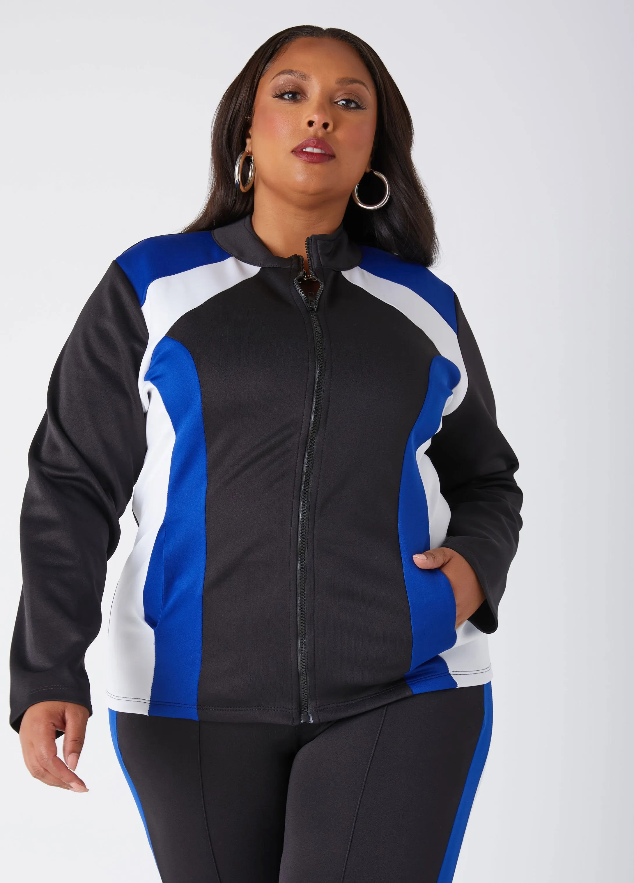Colorblock Zipped Track Jacket sold by Ashley Stewart