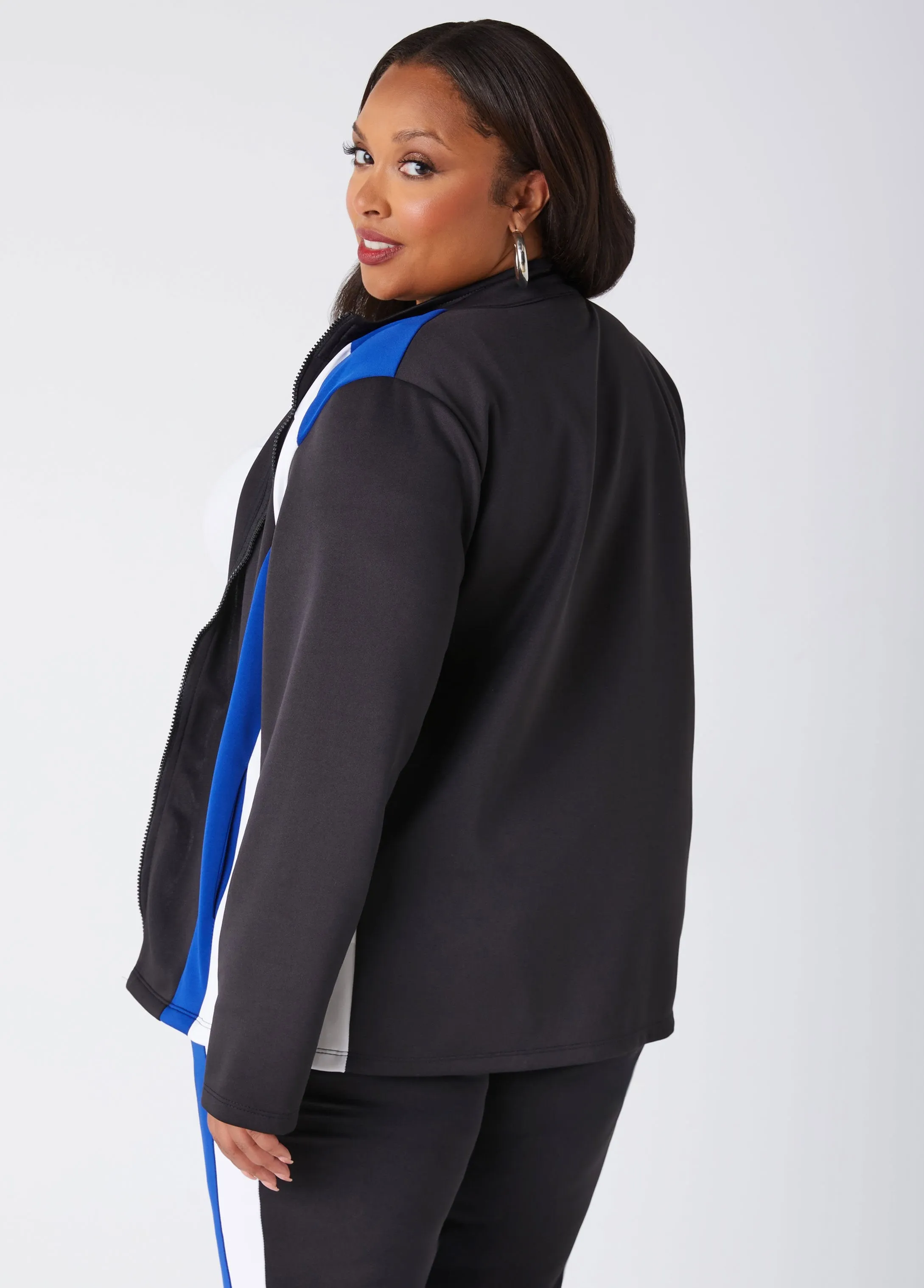 Colorblock Zipped Track Jacket sold by Ashley Stewart product image thumbnail 2