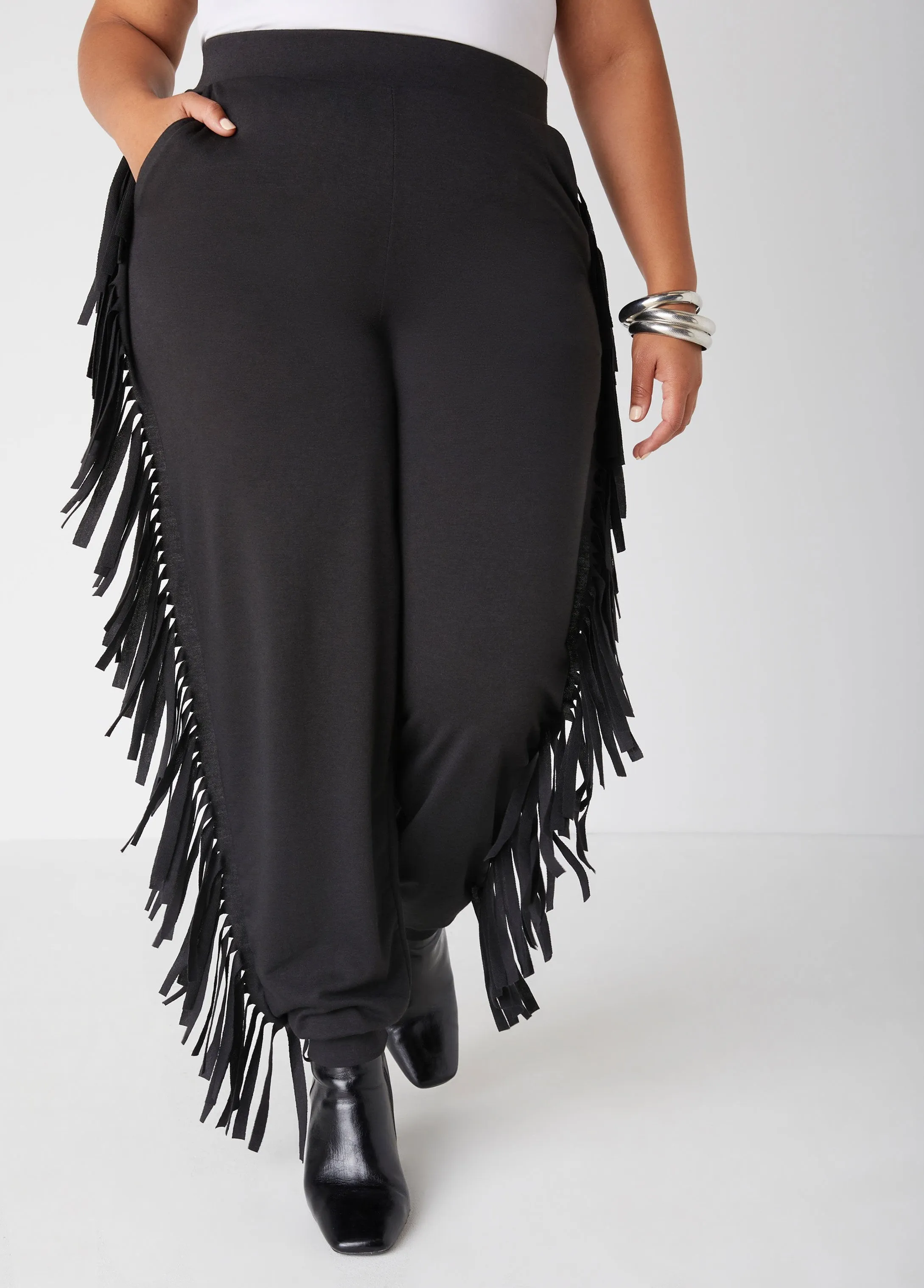 Fringed French Terry Joggers sold by Ashley Stewart product image thumbnail 3