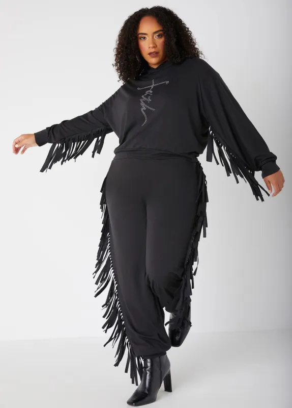 Fringed French Terry Joggers sold by Ashley Stewart