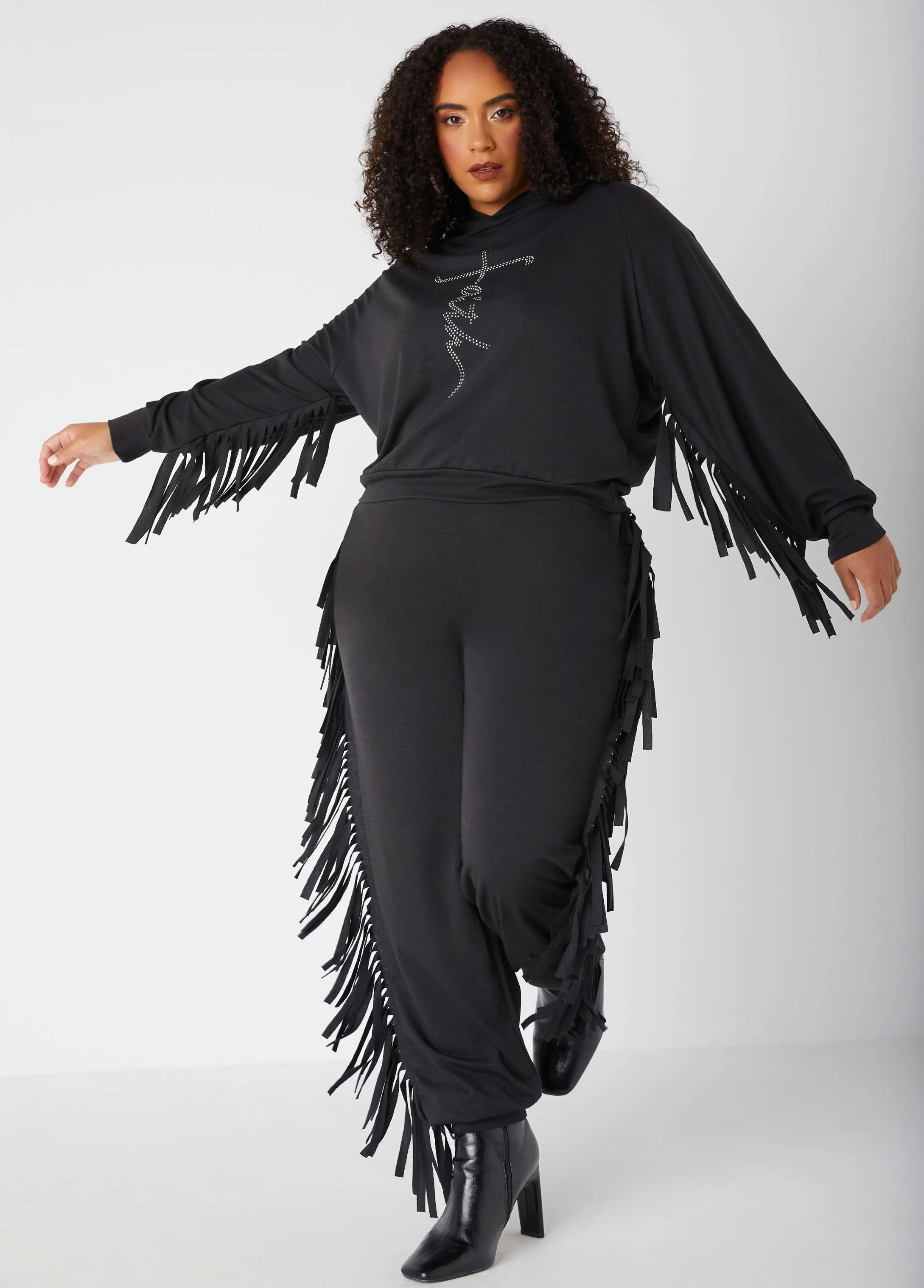 Fringed French Terry Joggers sold by Ashley Stewart