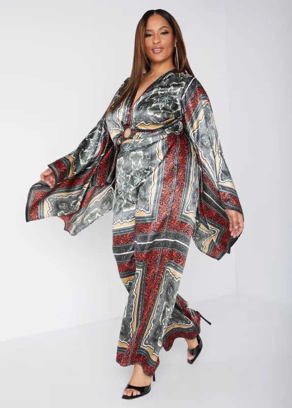 Scarf Print Satin Wide Leg Pants sold by Ashley Stewart