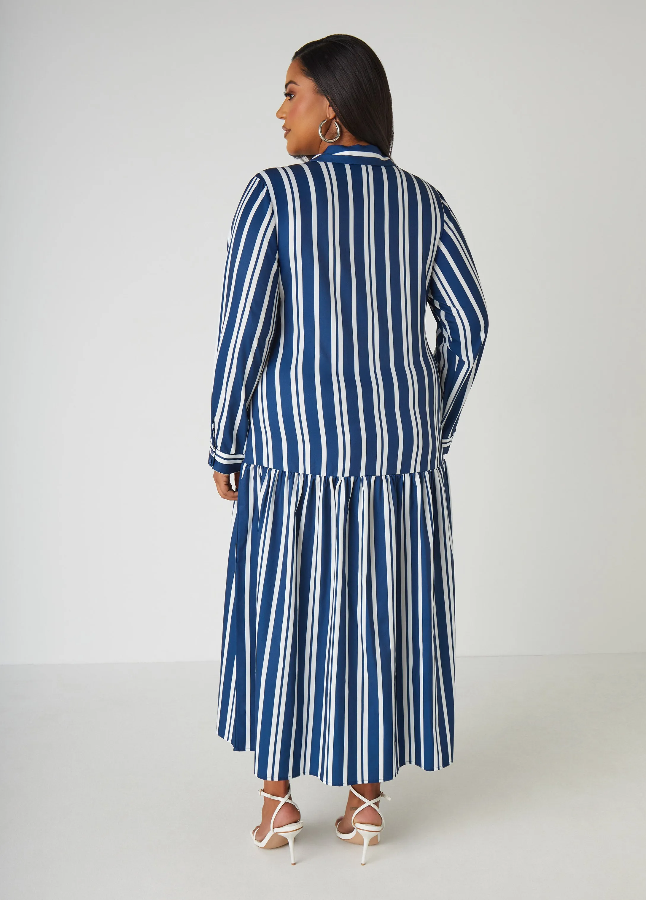 Striped Drop Waist Shirtdress sold by Ashley Stewart product image thumbnail 2