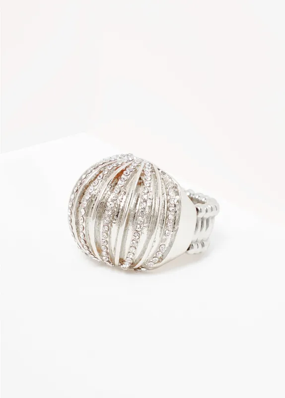Textured Silver Tone Stretch Ring sold by Ashley Stewart