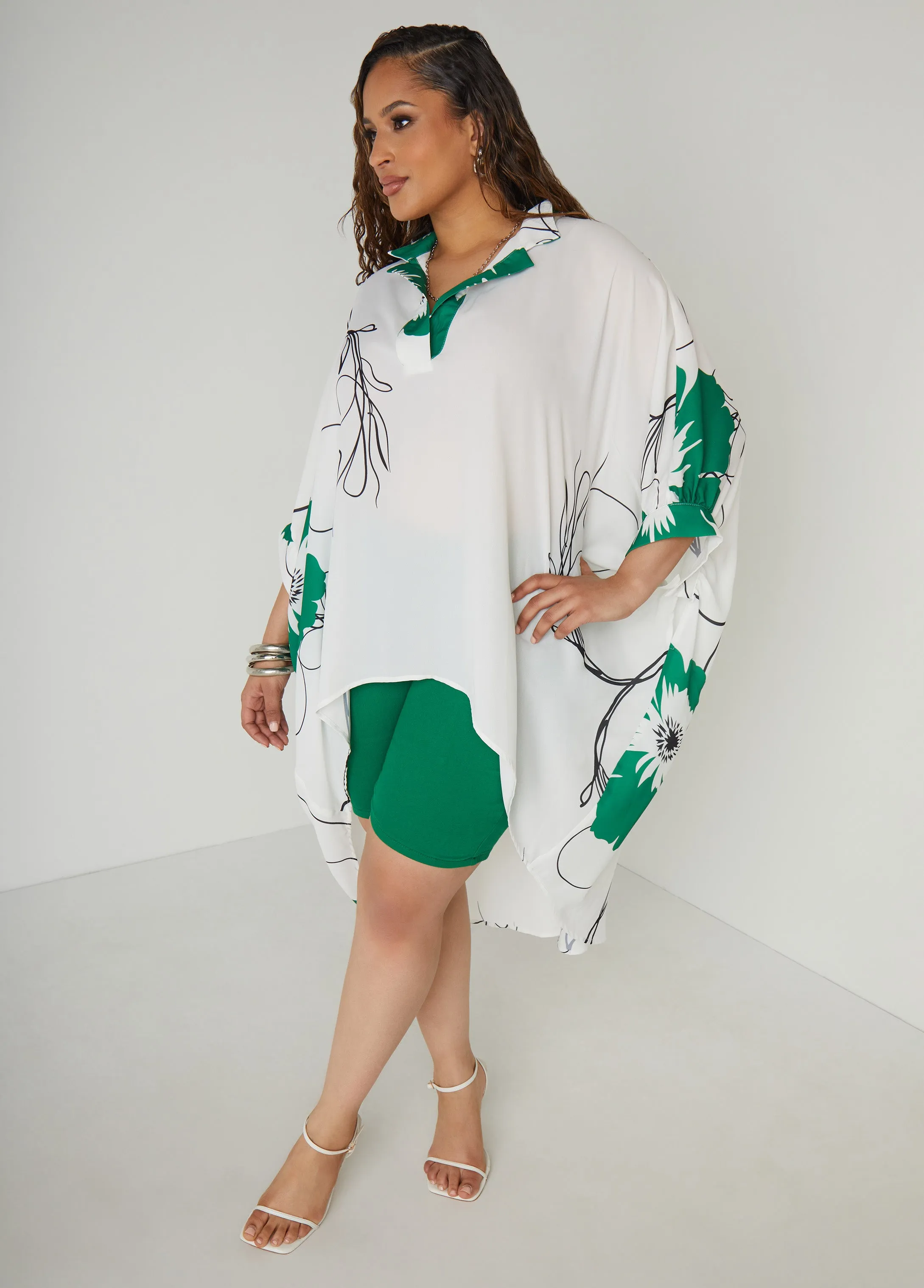 Oversized Floral Hi Low Blouse sold by Ashley Stewart product image thumbnail 3