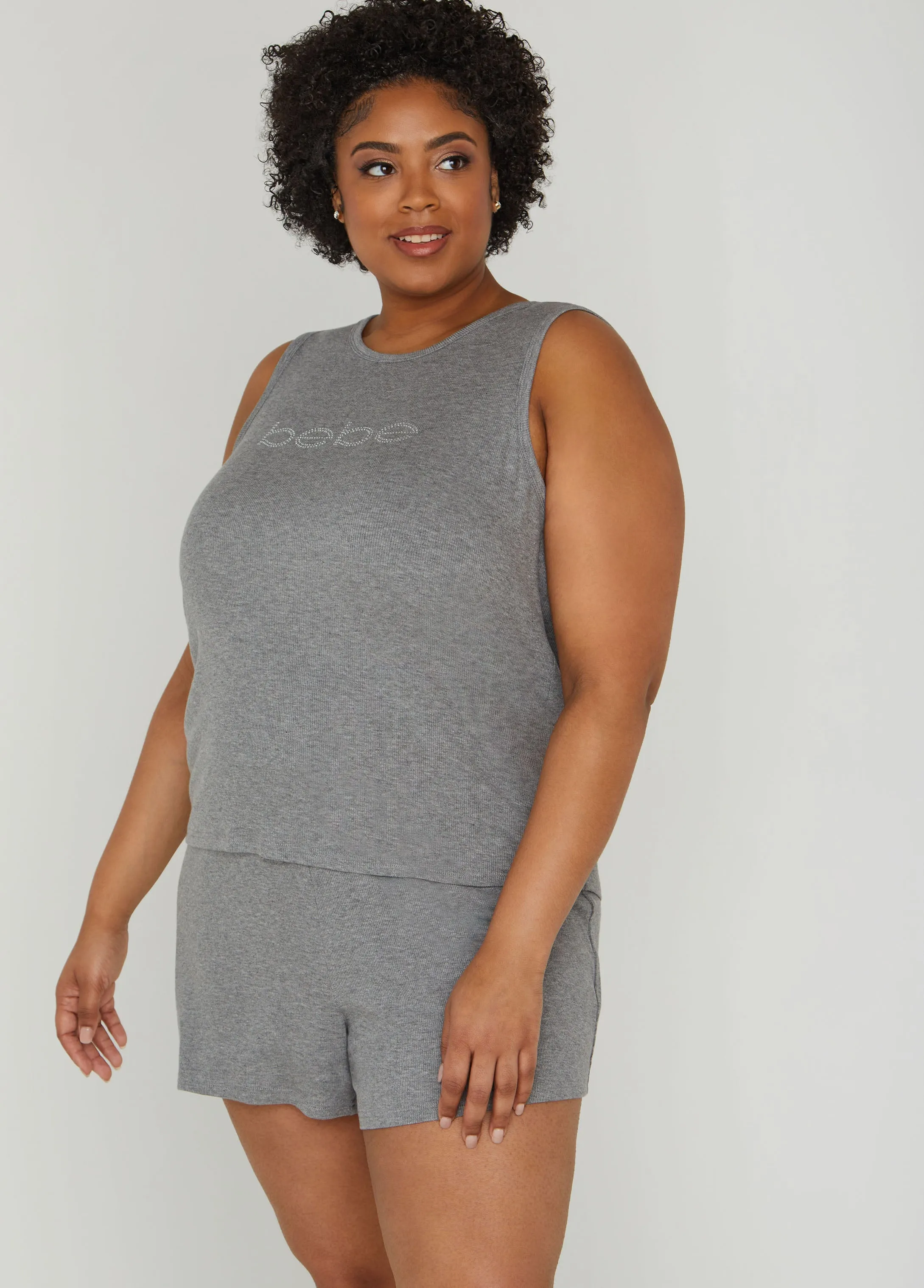 Bebe Ribbed Crystal Shorts Set sold by Ashley Stewart product image thumbnail 4