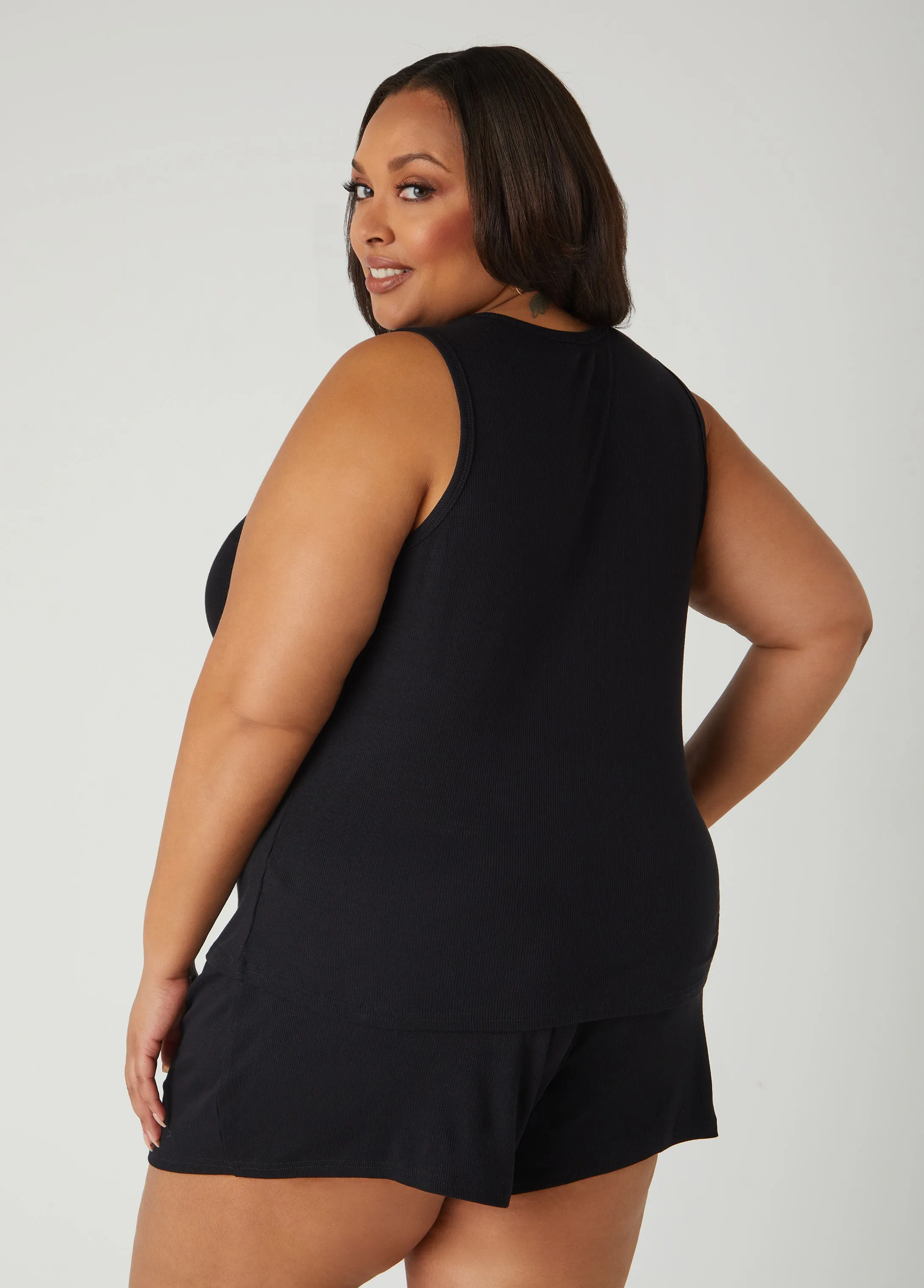 Bebe Crystal Ribbed Shorts Set sold by Ashley Stewart product image thumbnail 2