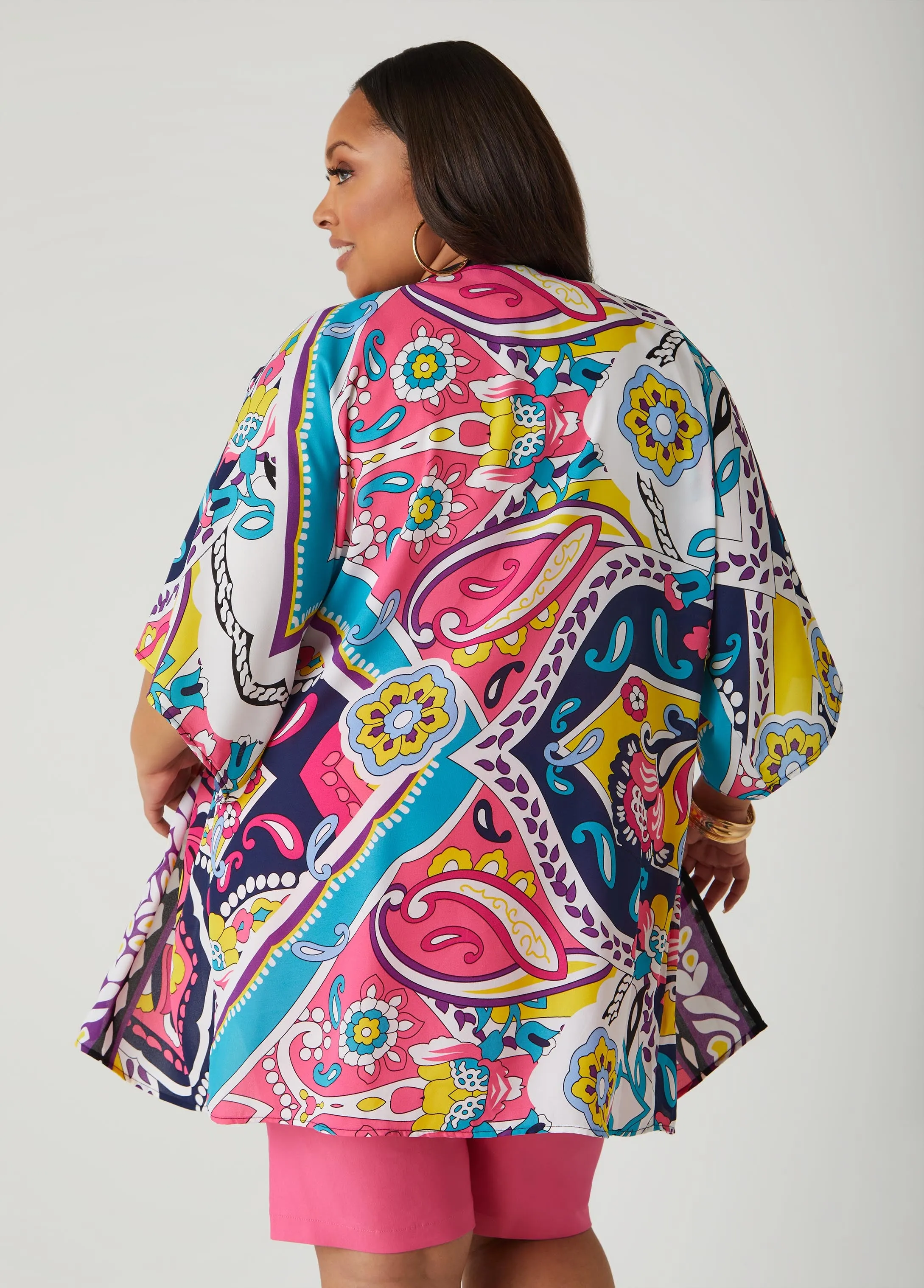 Open Front Paisley Kimono sold by Ashley Stewart product image thumbnail 2