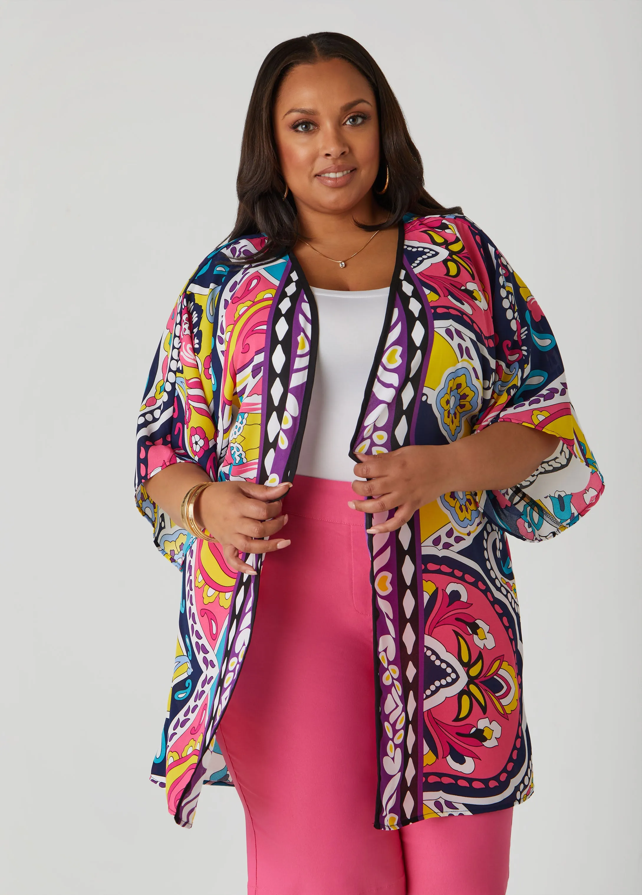 Open Front Paisley Kimono sold by Ashley Stewart
