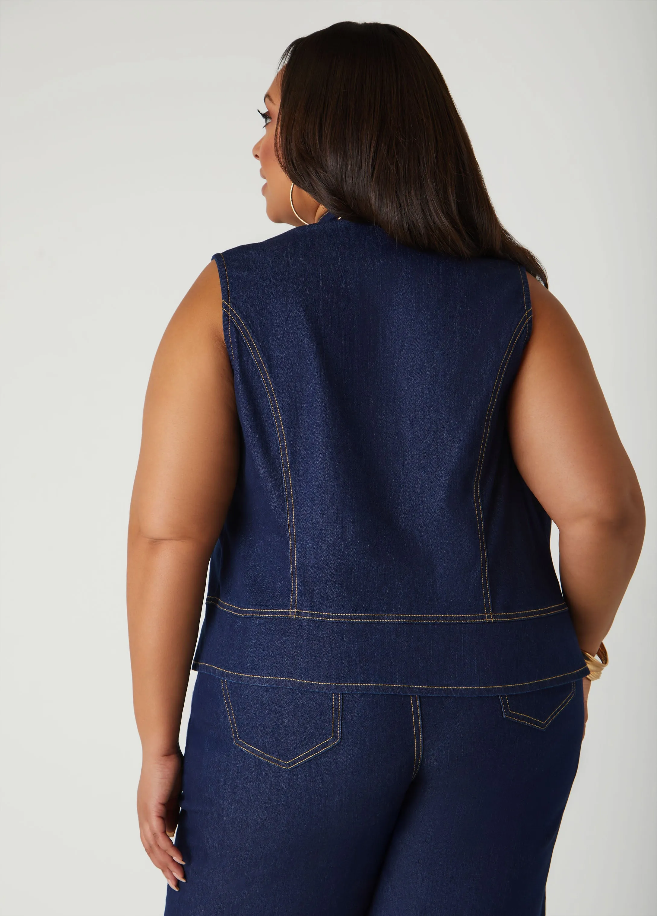 Embroidered Denim Vest sold by Ashley Stewart product image thumbnail 2