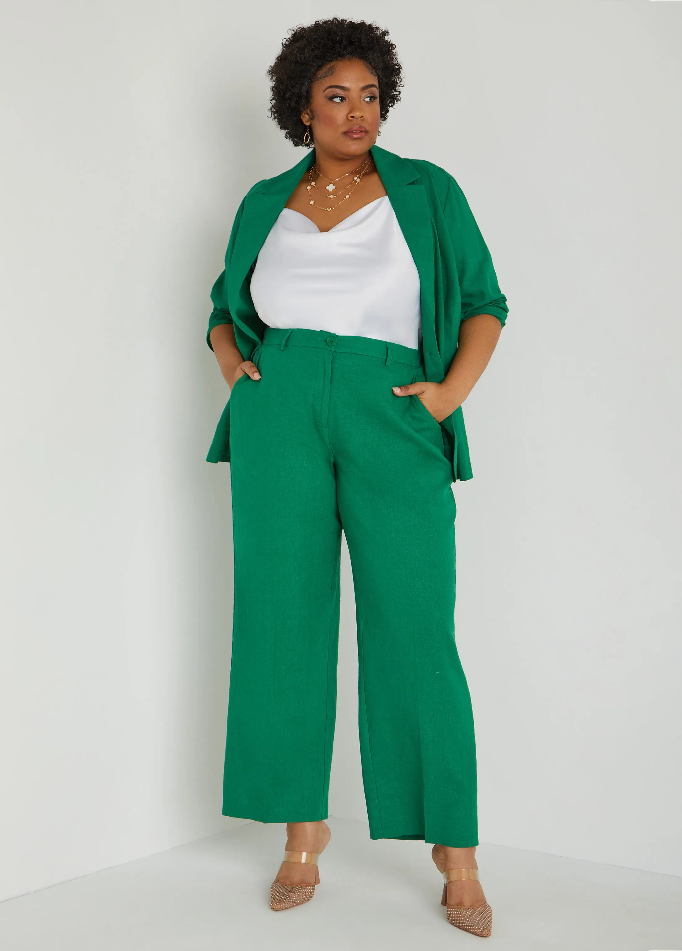 Linen Blend Blazer sold by Ashley Stewart product image thumbnail 3