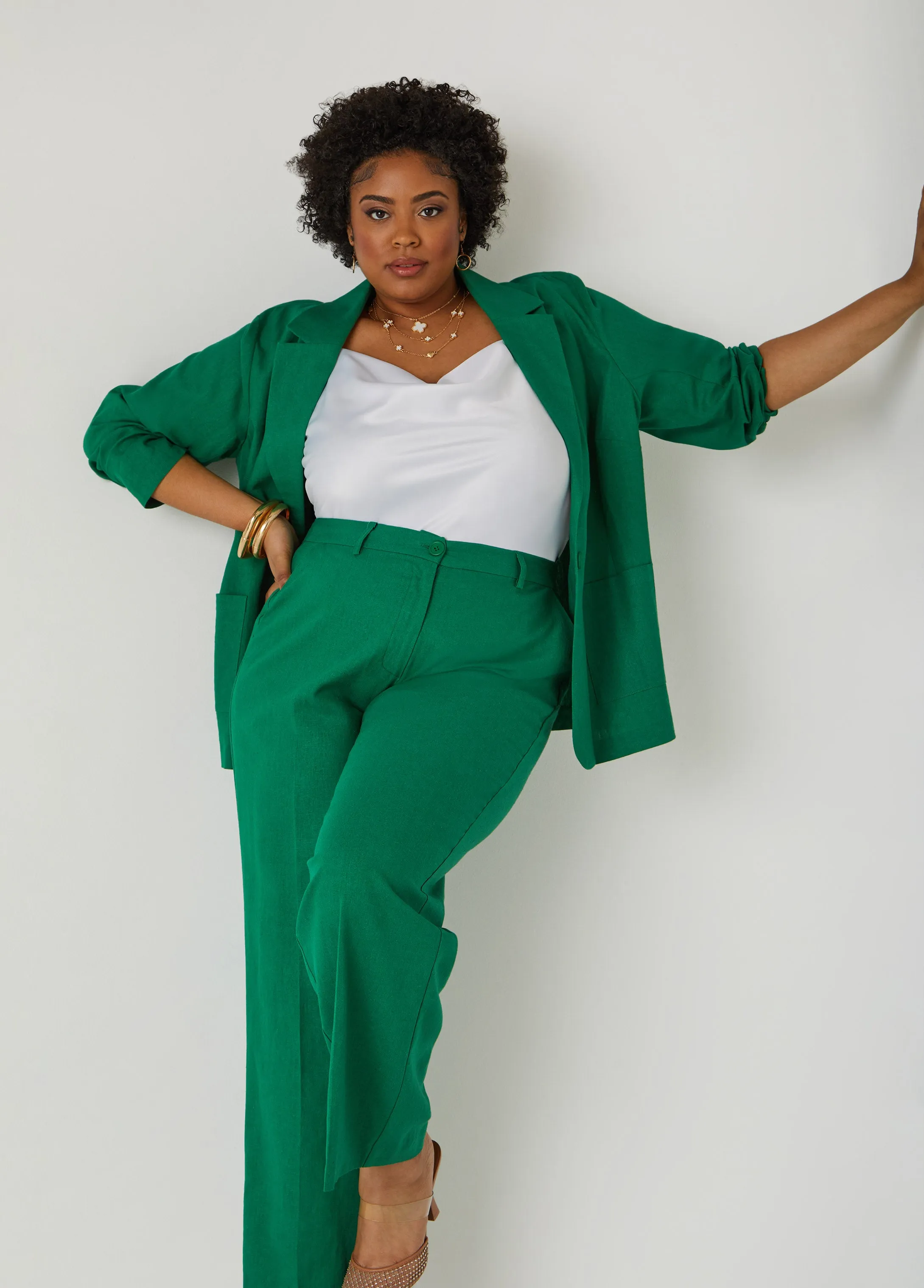 Linen Blend Blazer sold by Ashley Stewart product image thumbnail 5