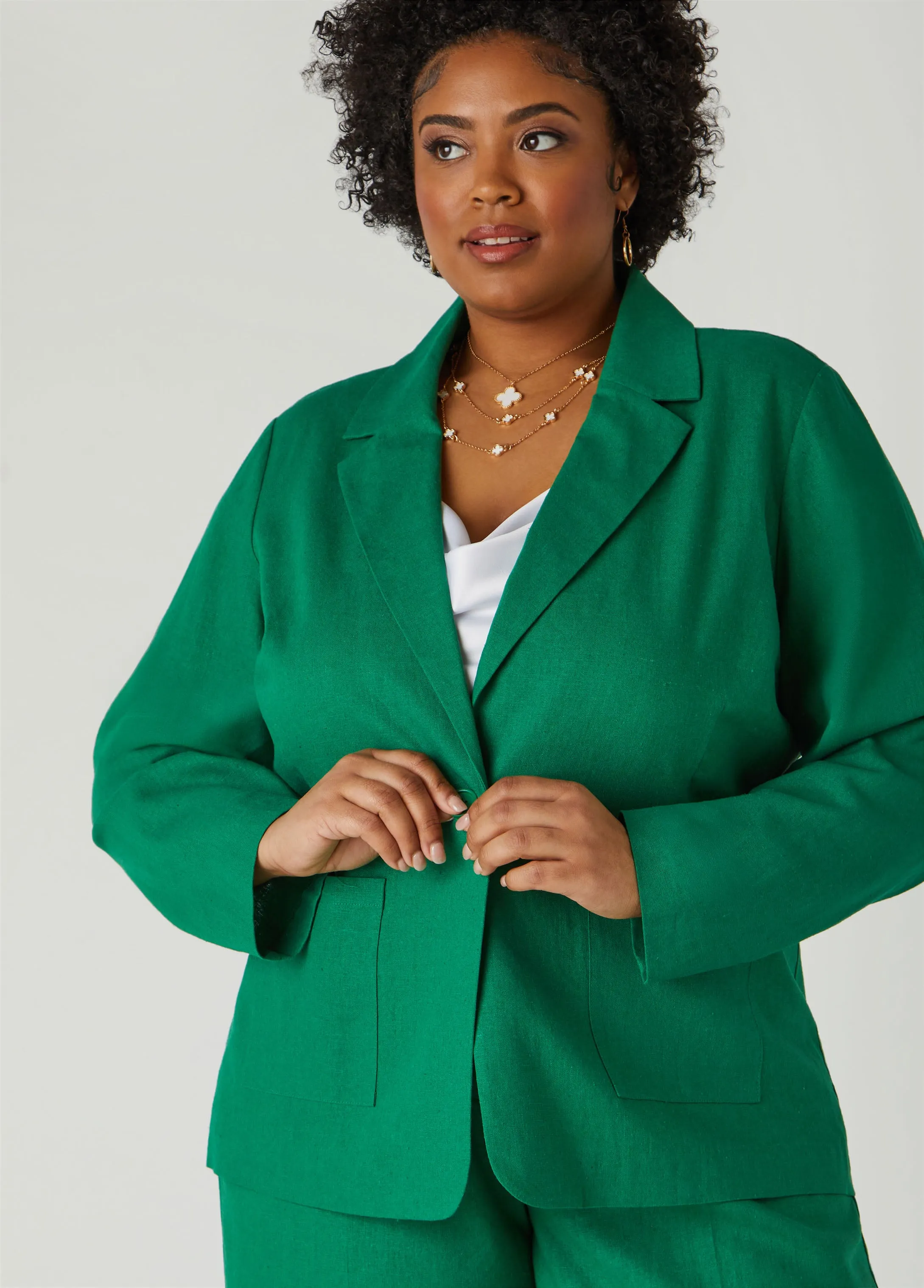 Linen Blend Blazer sold by Ashley Stewart product image thumbnail 4