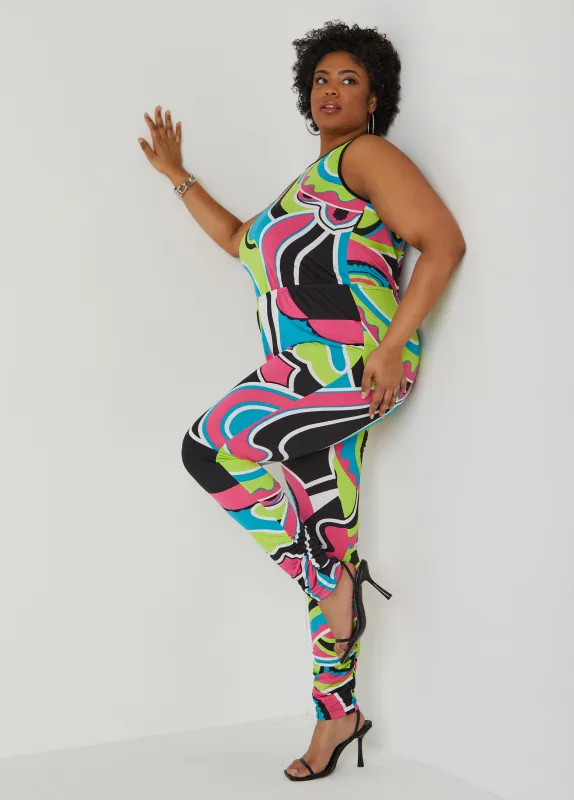 Abstract Print Joggers Jumpsuit sold by Ashley Stewart