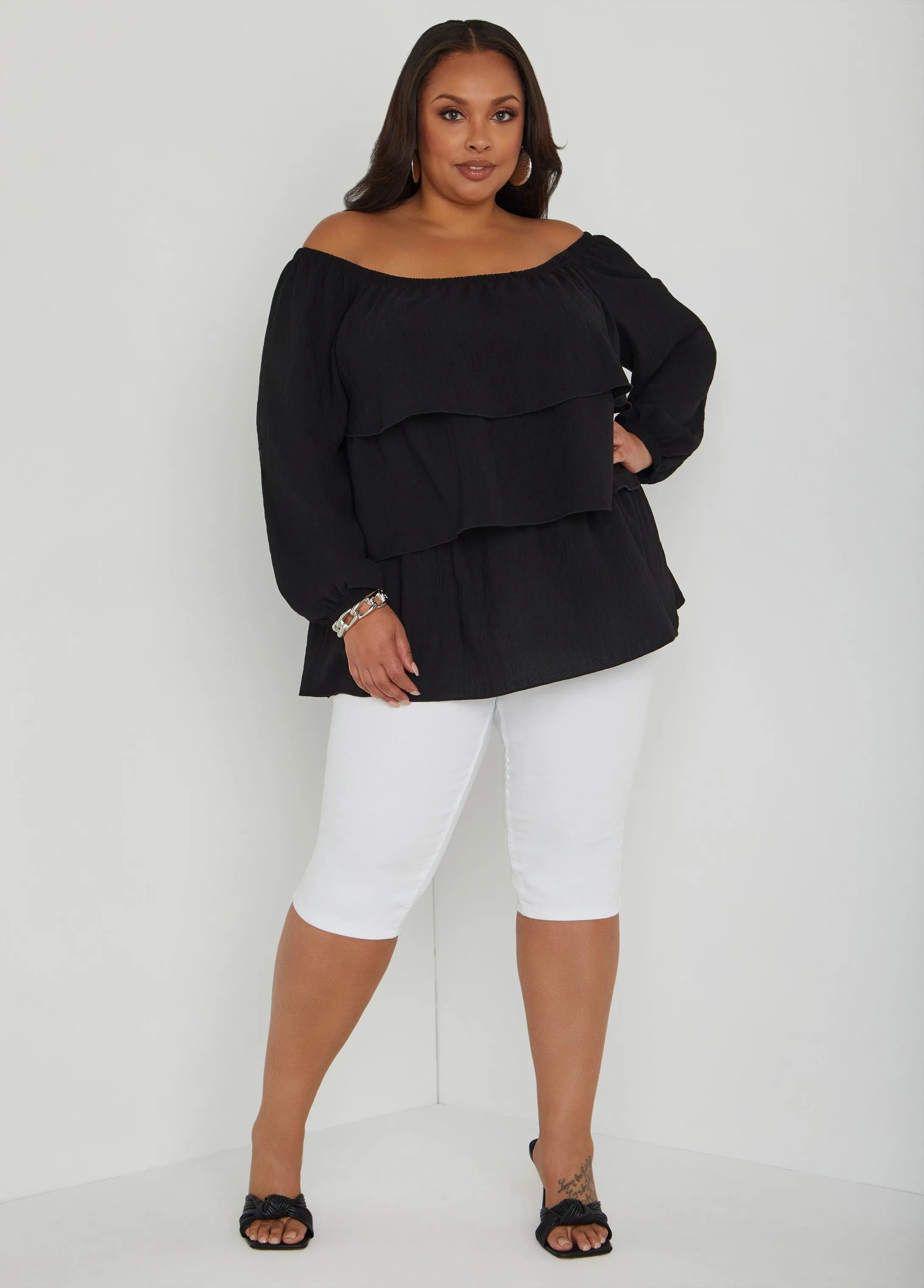 Tiered Off The Shoulder Blouse sold by Ashley Stewart product image thumbnail 3