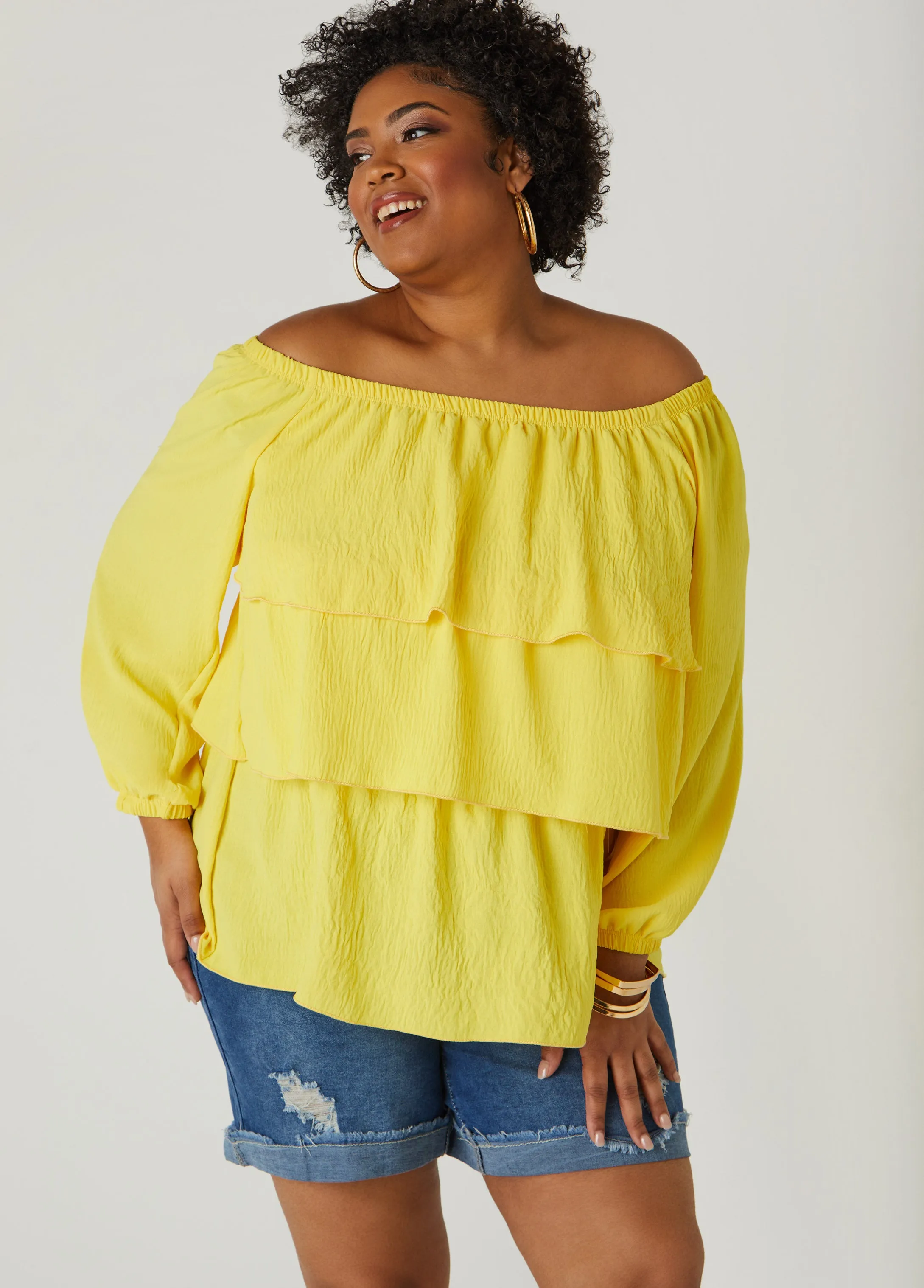 Tiered Off The Shoulder Blouse sold by Ashley Stewart product image thumbnail 5