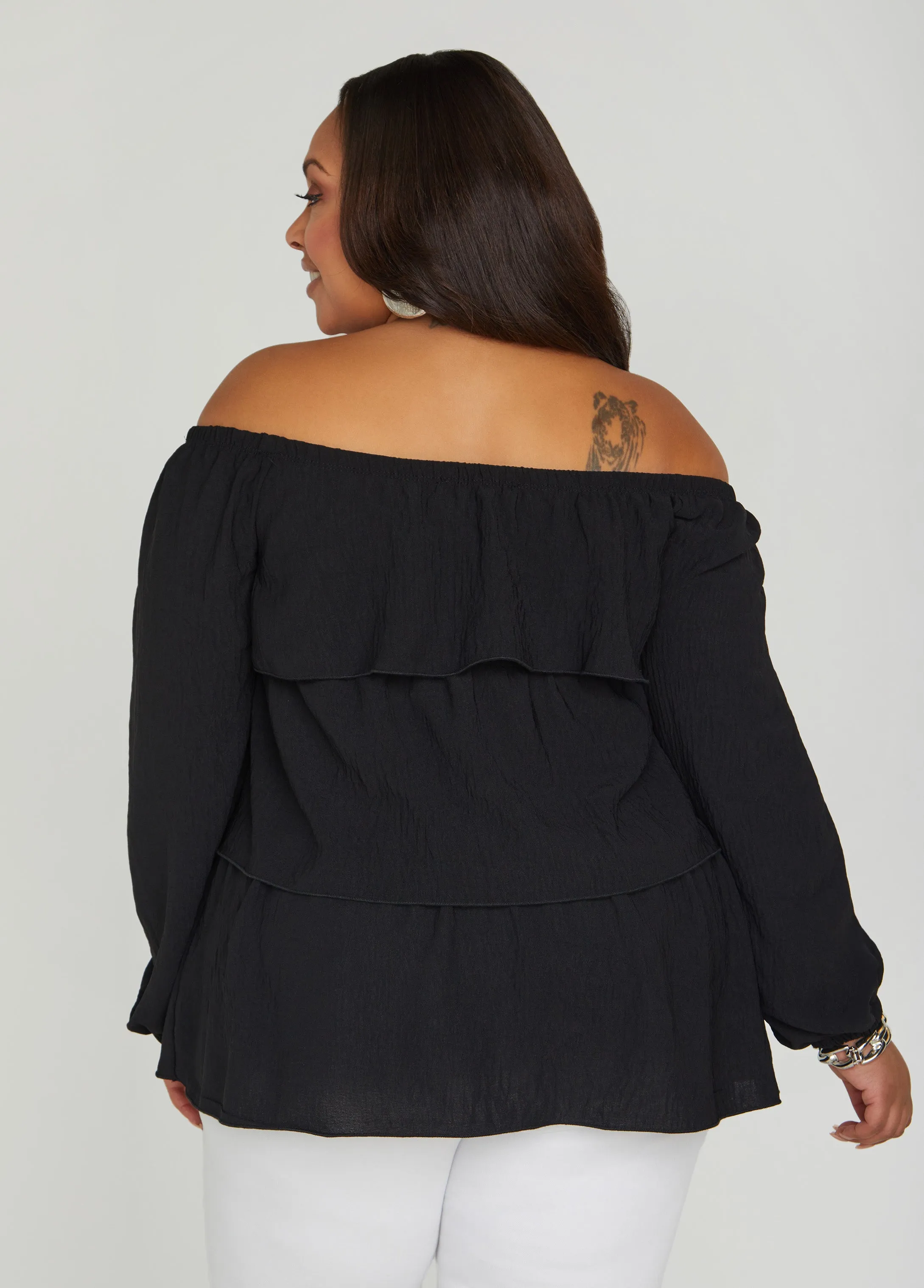Tiered Off The Shoulder Blouse sold by Ashley Stewart product image thumbnail 2