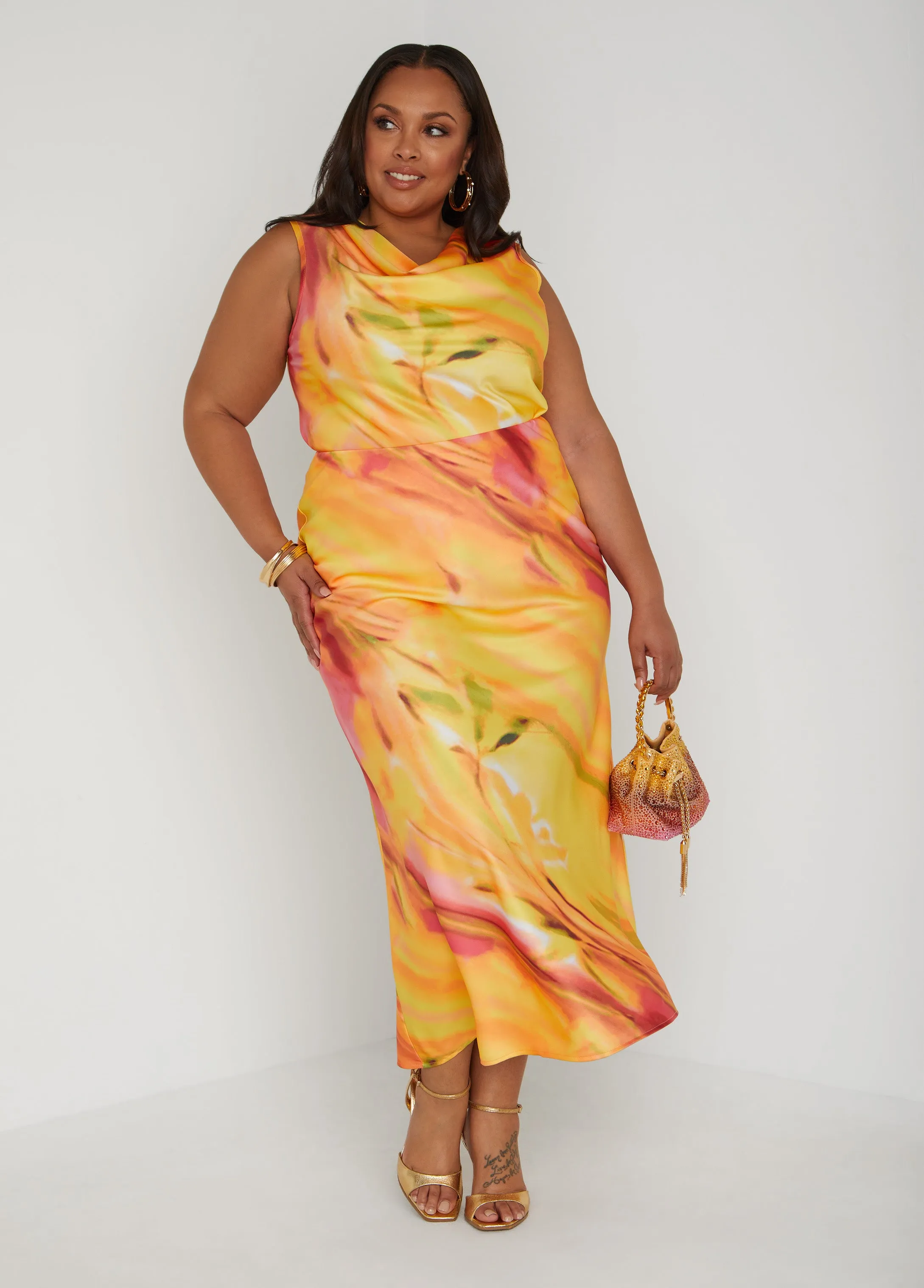 Tie Dyed Cowl Neck Tank sold by Ashley Stewart product image thumbnail 4