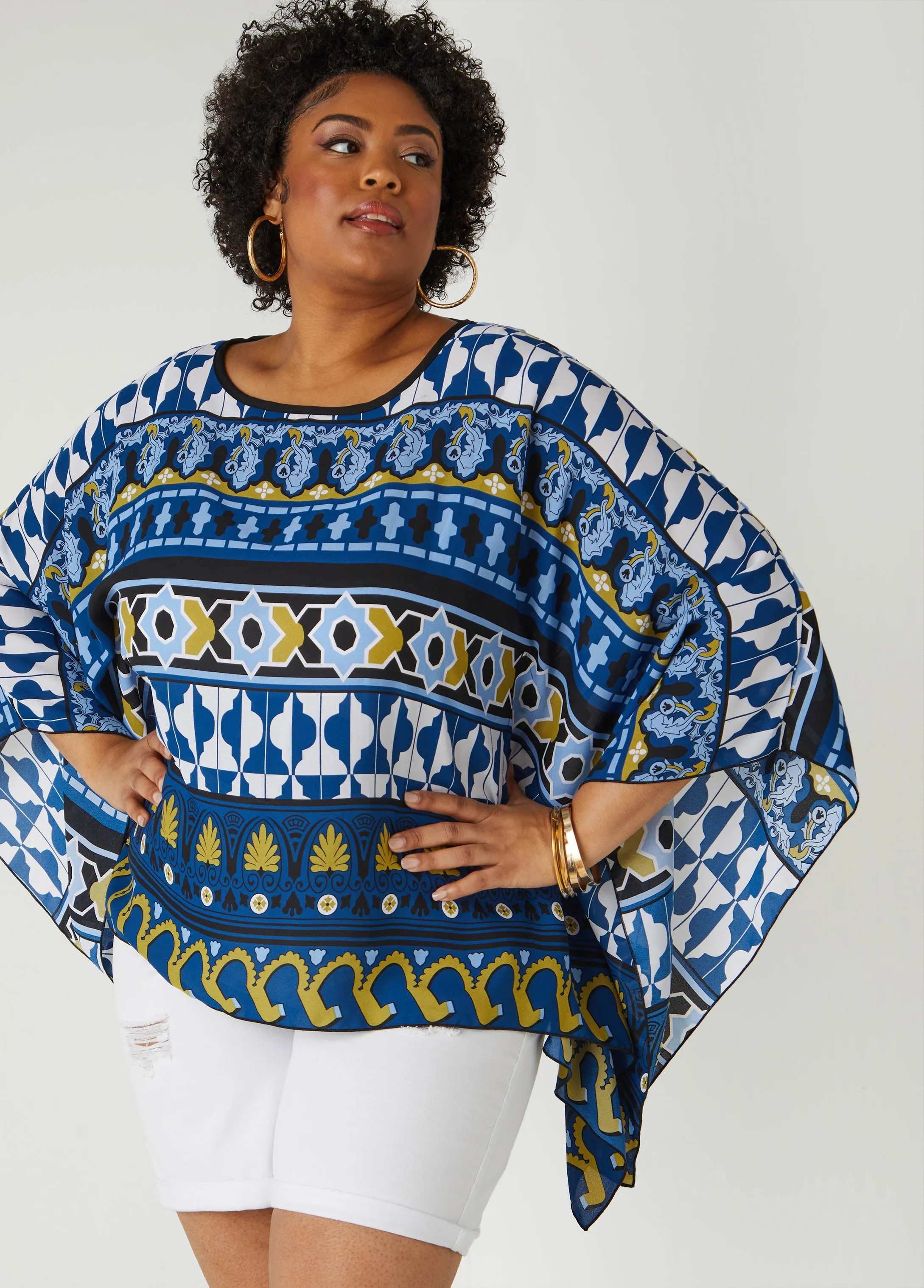 Geo Print Crepe Tunic sold by Ashley Stewart product image thumbnail 3