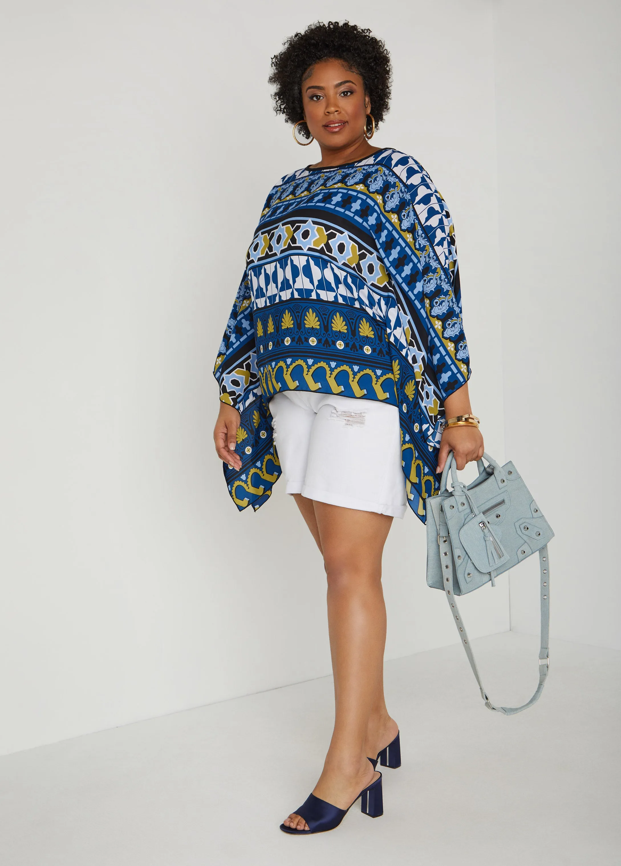 Geo Print Crepe Tunic sold by Ashley Stewart product image thumbnail 4