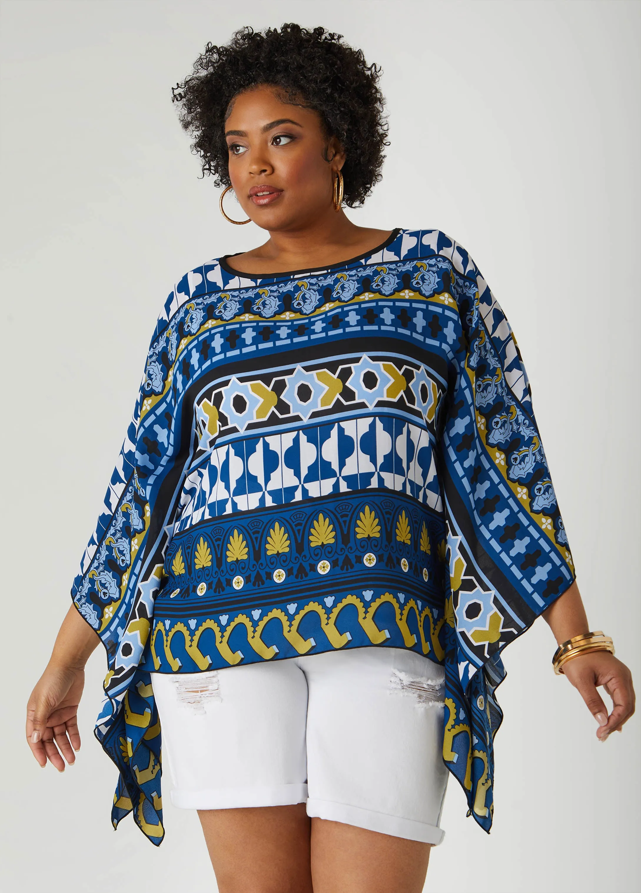 Geo Print Crepe Tunic sold by Ashley Stewart
