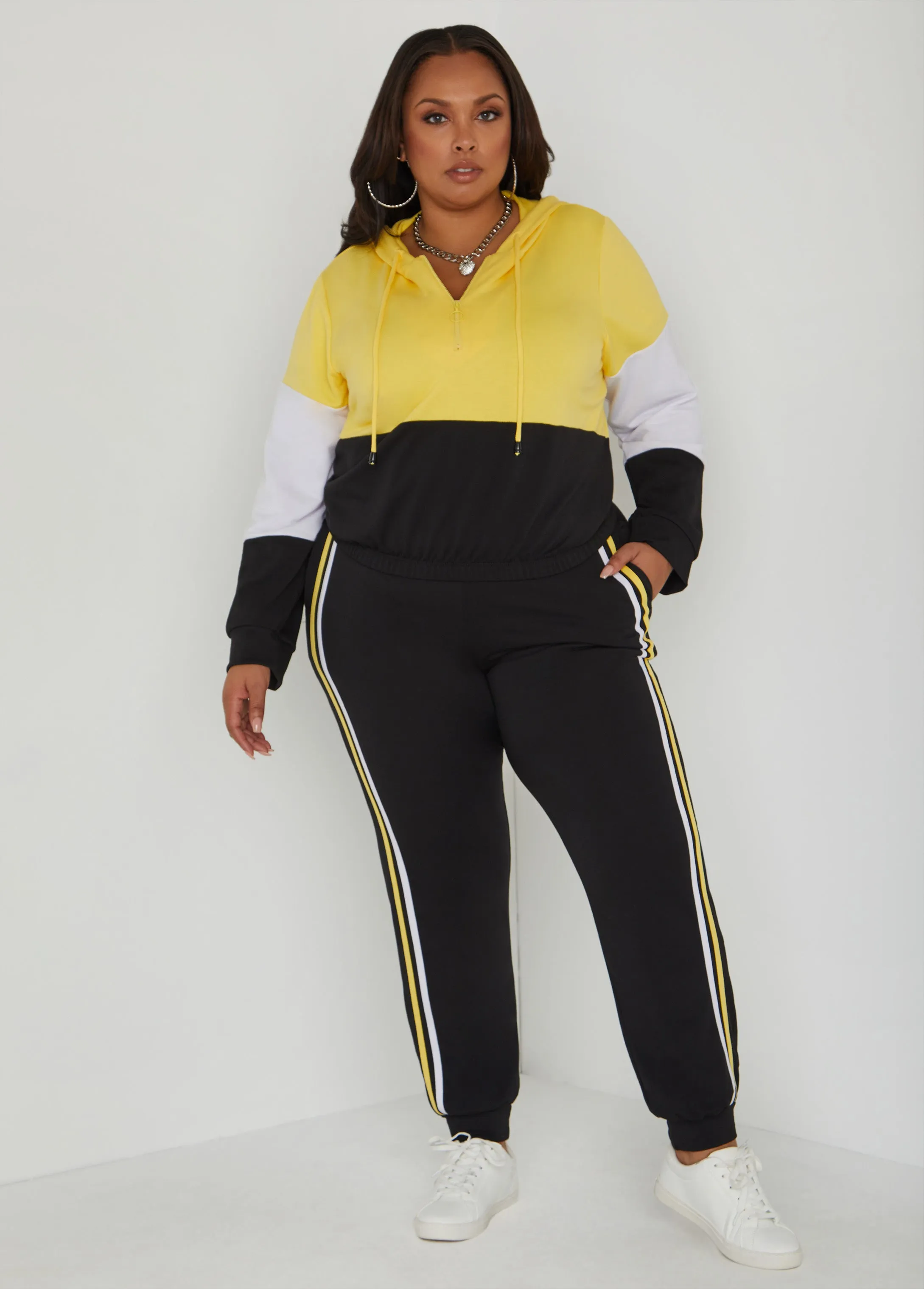 Colorblock Zip Front Hoodie sold by Ashley Stewart product image thumbnail 4