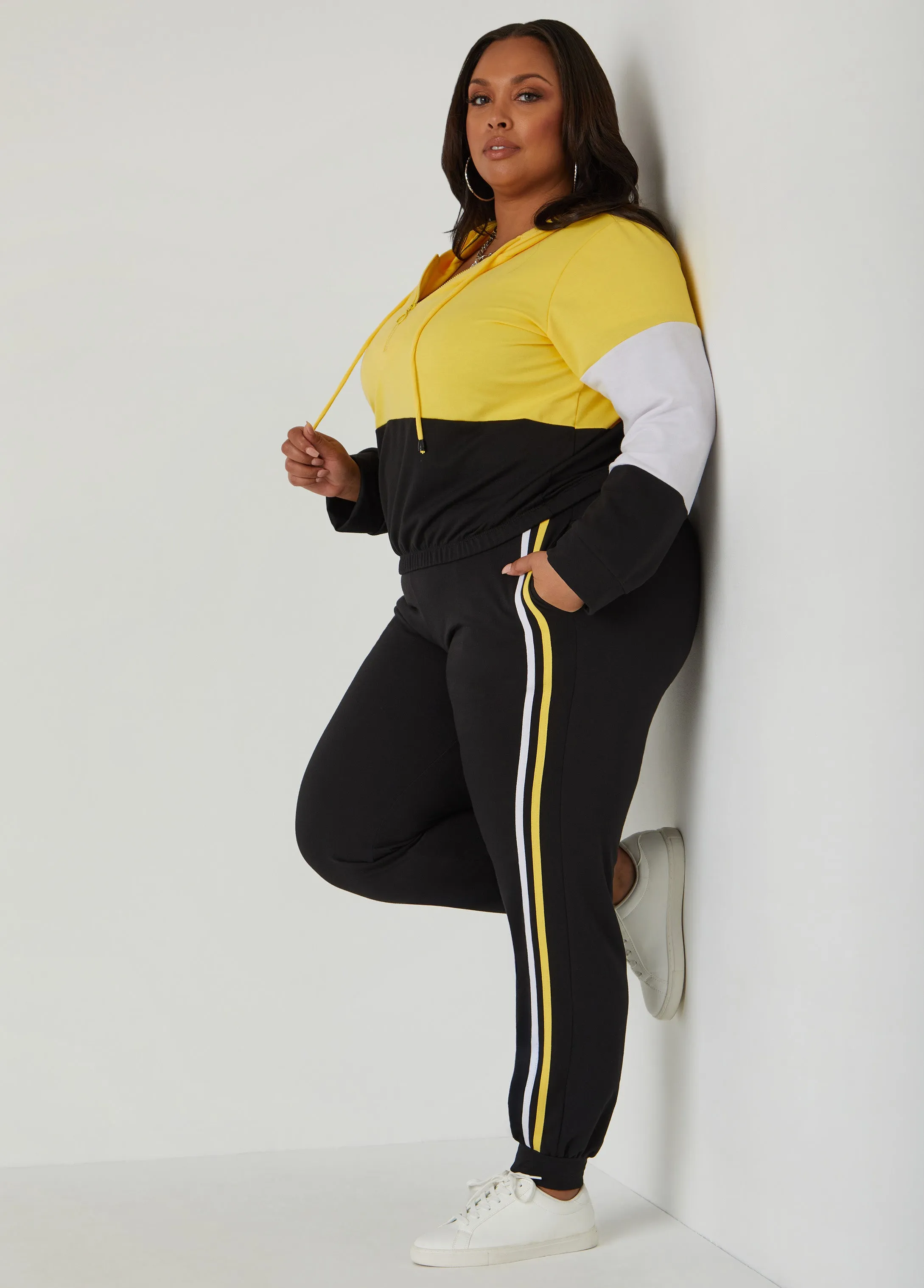 Colorblock Zip Front Hoodie sold by Ashley Stewart product image thumbnail 3