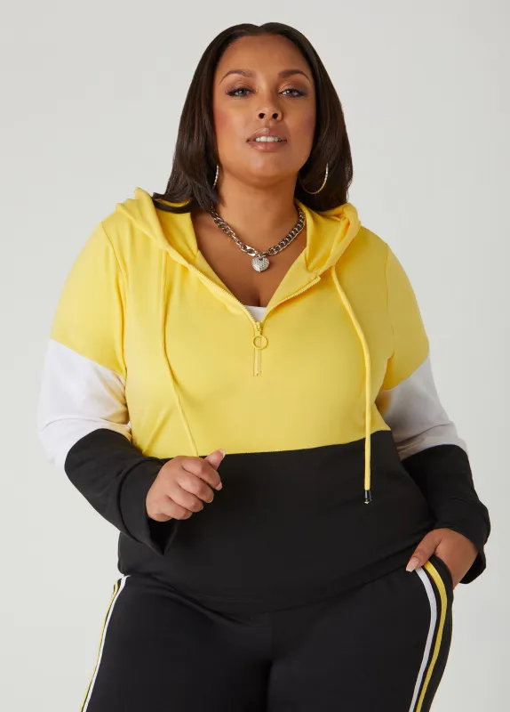 Colorblock Zip Front Hoodie sold by Ashley Stewart