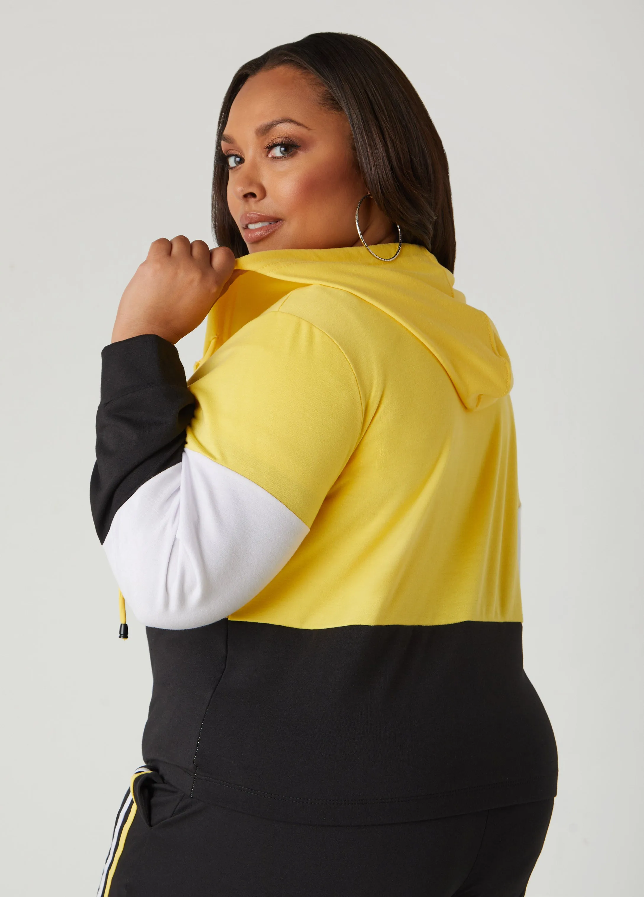 Colorblock Zip Front Hoodie sold by Ashley Stewart product image thumbnail 2
