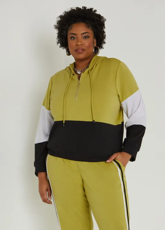 Zip Front Colorblock Hoodie sold by Ashley Stewart