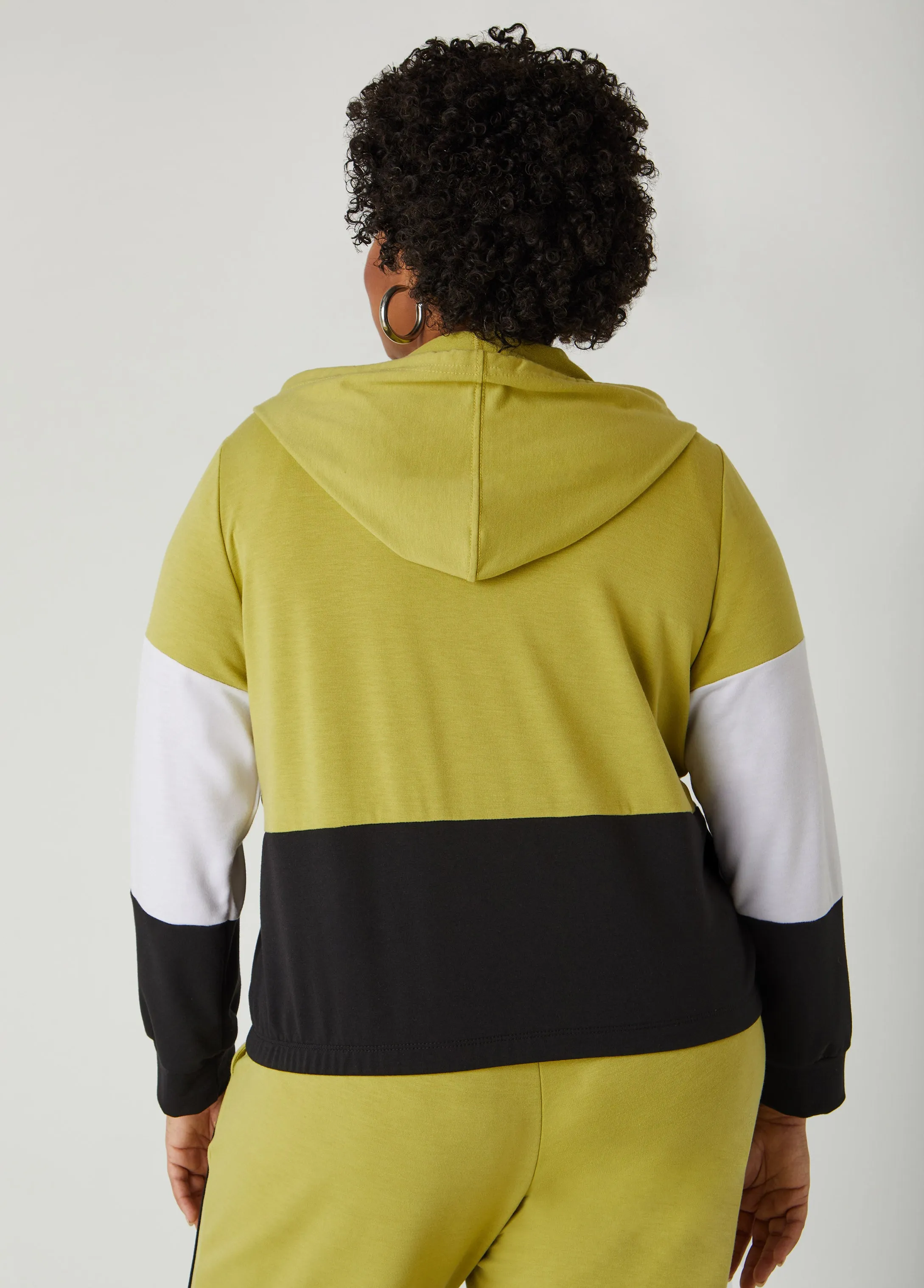Zip Front Colorblock Hoodie sold by Ashley Stewart product image thumbnail 2