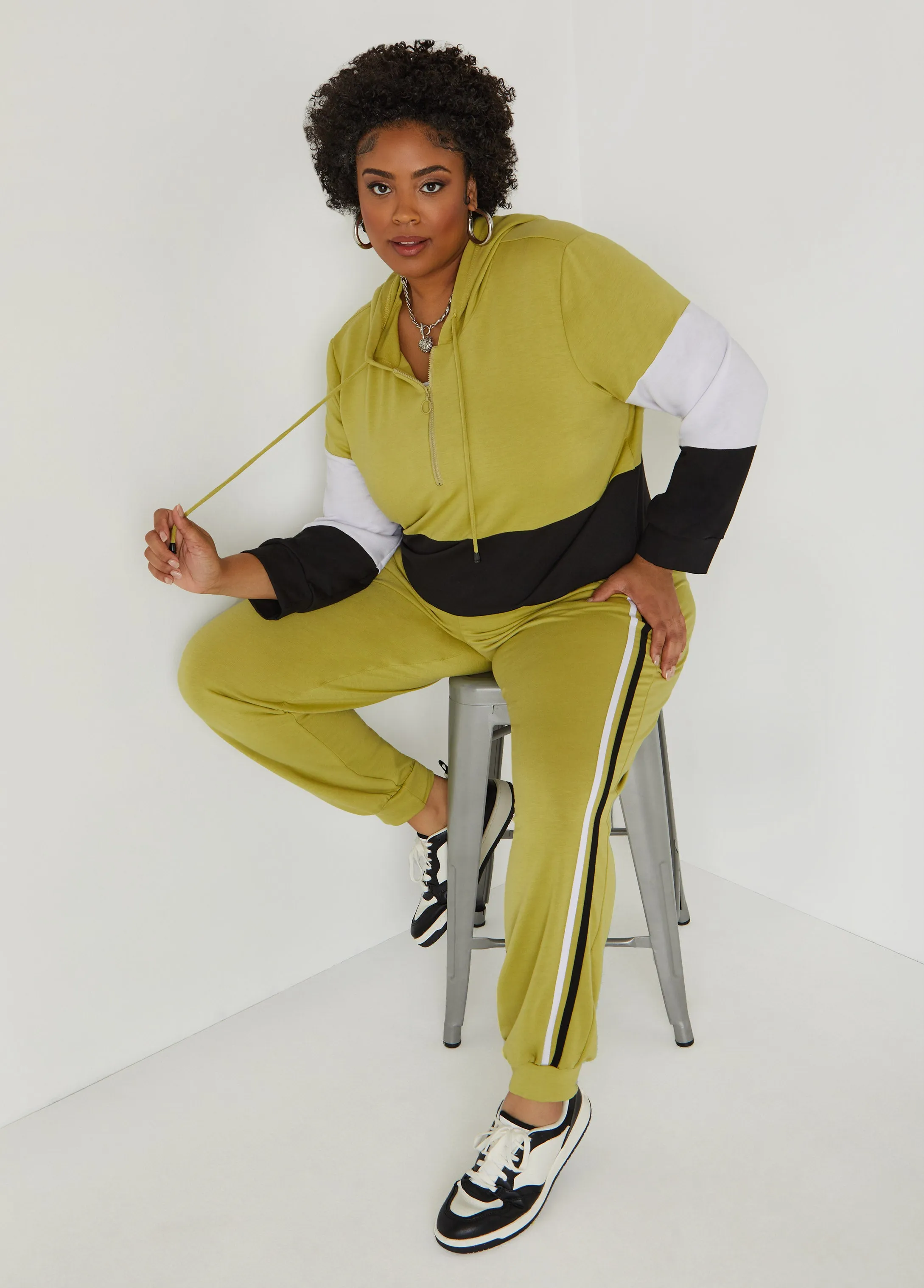 Zip Front Colorblock Hoodie sold by Ashley Stewart product image thumbnail 4