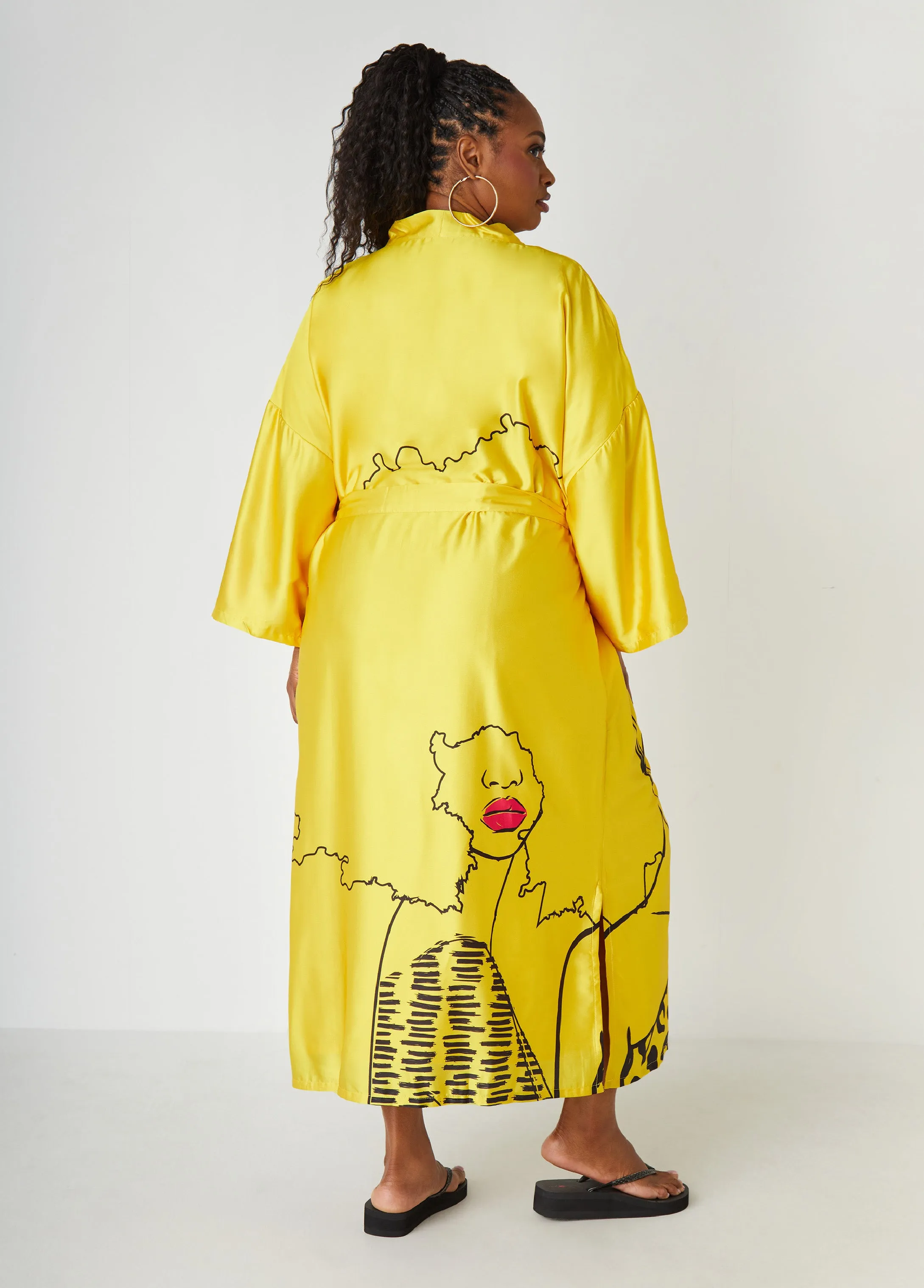 Pardon My Fro™ Mahogany Kimono sold by Ashley Stewart product image thumbnail 2