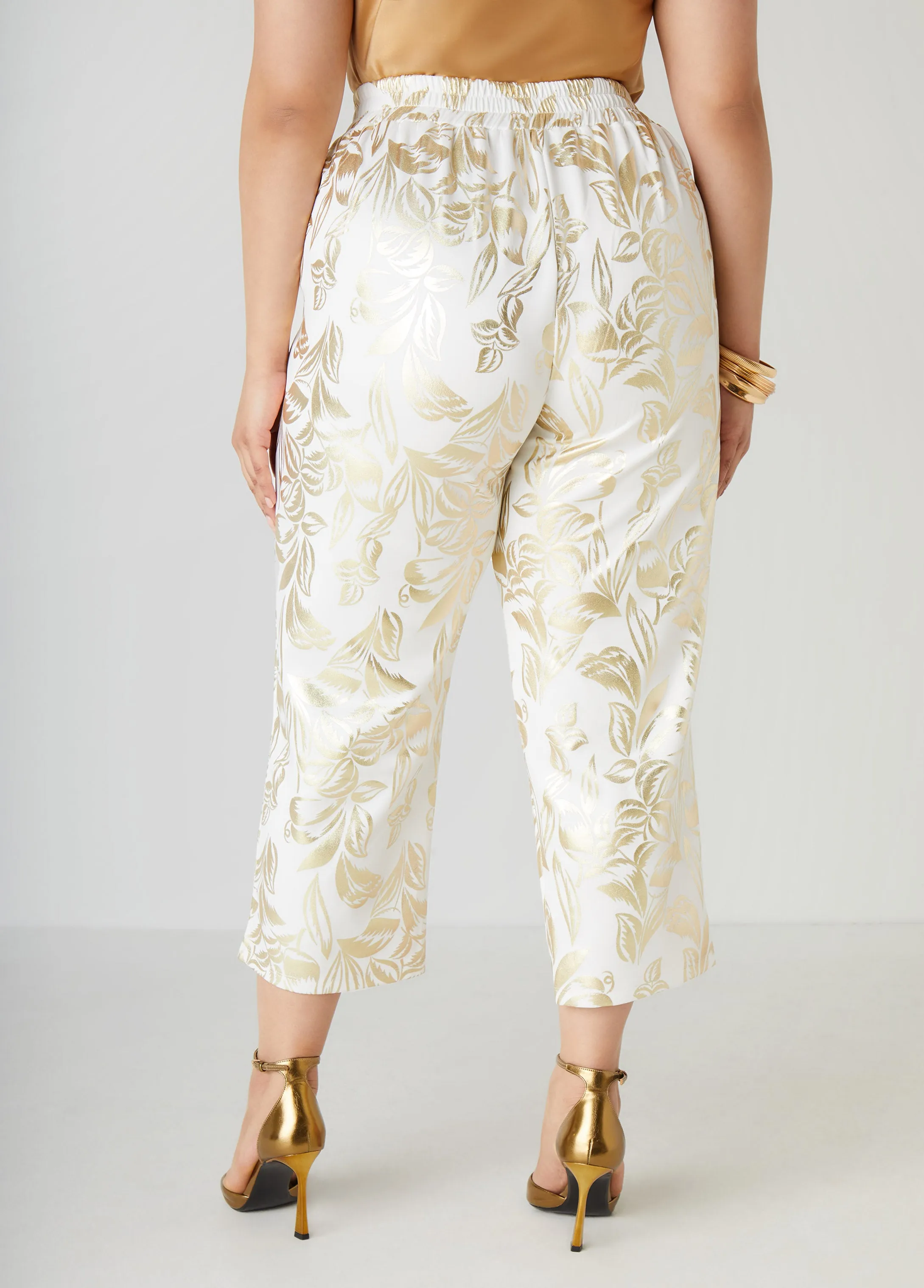 Metallic Tropical Print Capris sold by Ashley Stewart product image thumbnail 2