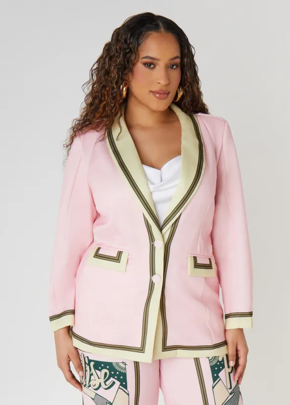 Striped Shawl Collar Blazer sold by Ashley Stewart